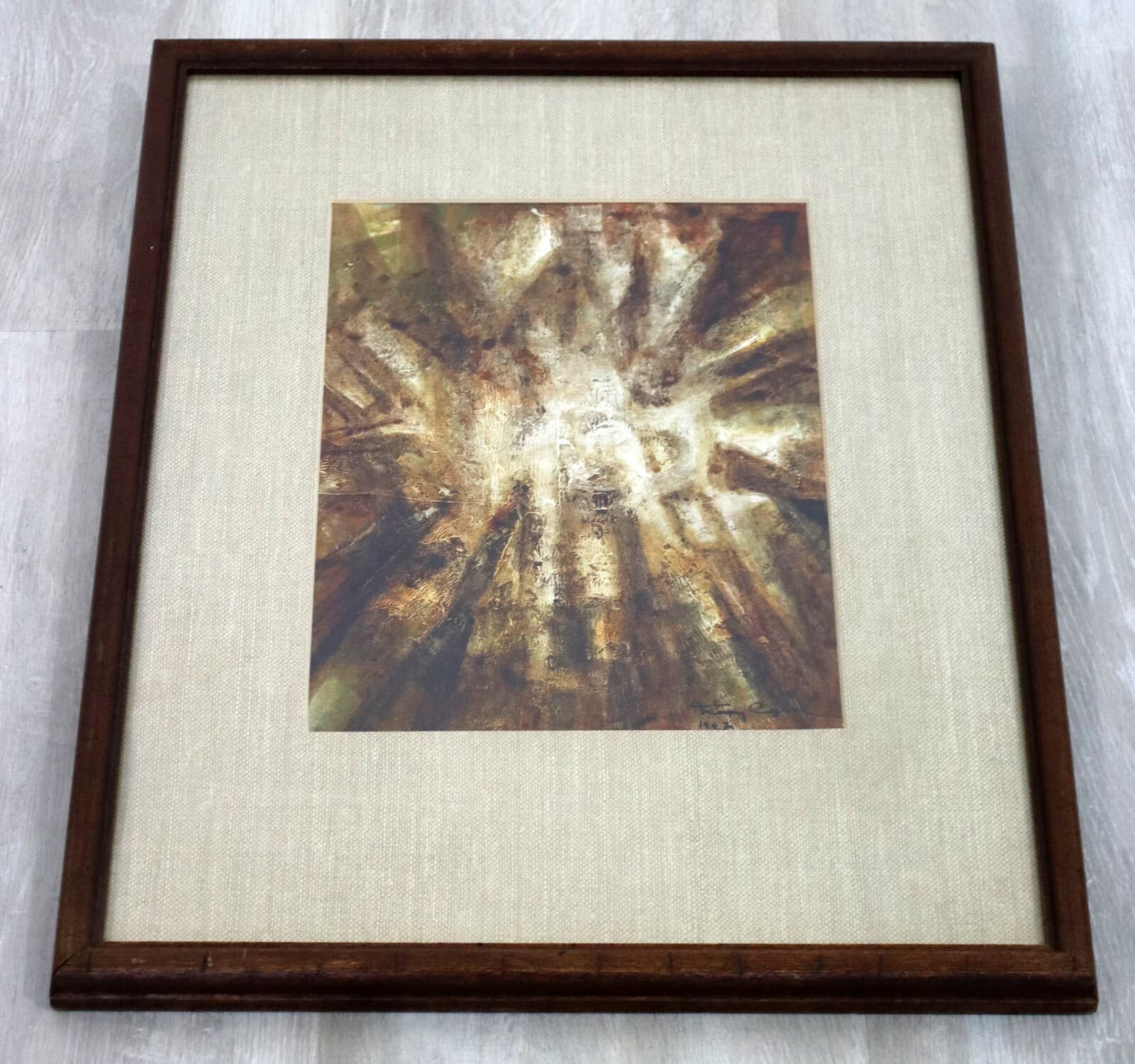 Mid Century Modern Framed Oil on Paper Painting Abstract Signed Tammy Egbal 60s - Thumbnail 3