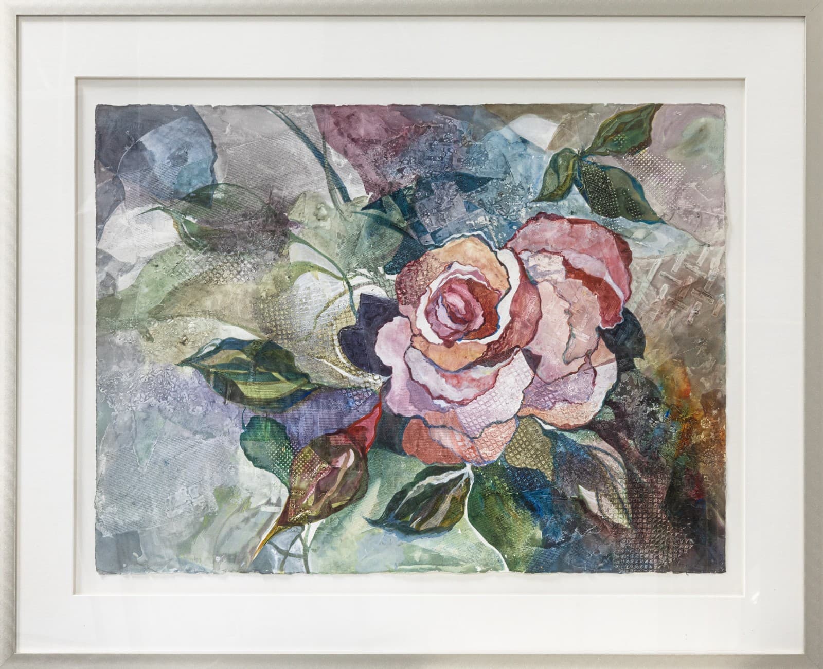 Fran Levin - Untitled (Rose), c. 1980s Signed Modern Watercolor on Paper Framed