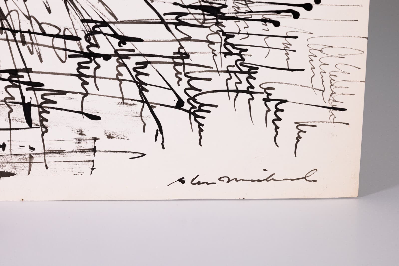 Glen Michaels Signed Set of 3 Modern Signed Ink Drawings on Paper 23x14.5 - Thumbnail 13