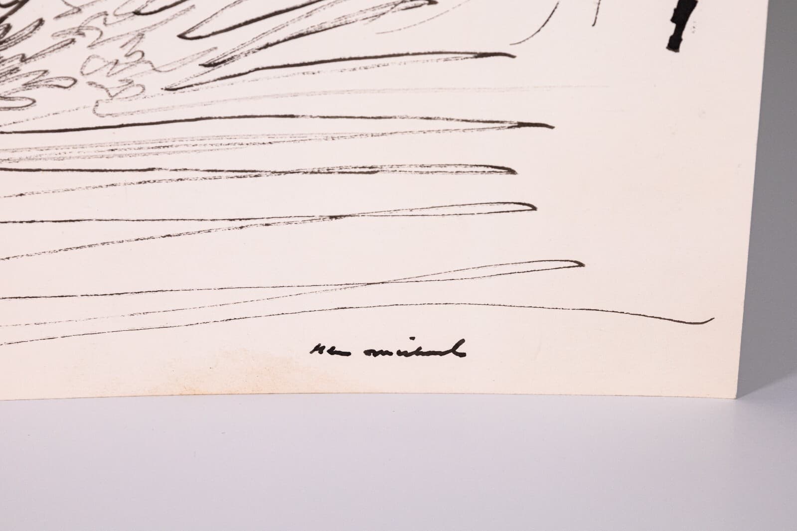 Glen Michaels Signed Set of 3 Modern Signed Ink Drawings on Paper 23x14.5 - Thumbnail 9