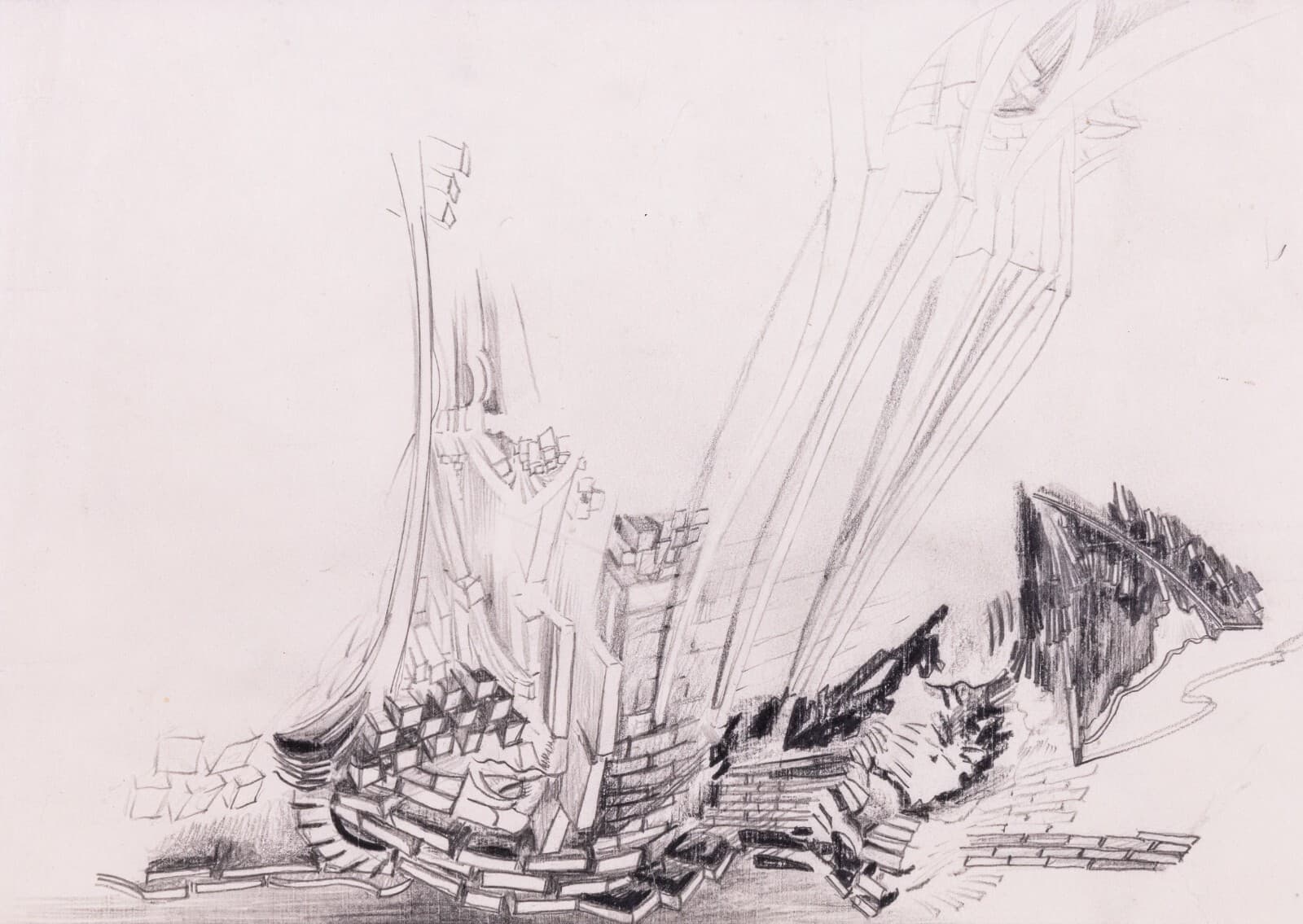 Glen Michaels Modern Contemporary Graphite Drawing Unsigned 13.5h x 16.5w 2000s - Thumbnail 2