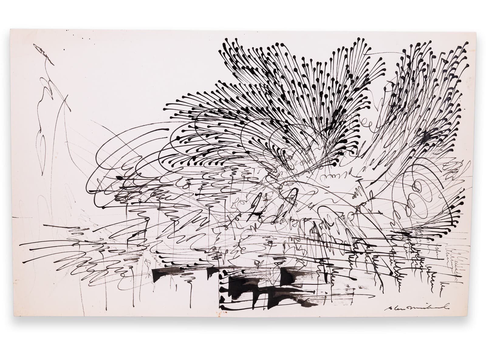 Glen Michaels Signed Set of 3 Modern Signed Ink Drawings on Paper 23x14.5 - Thumbnail 10