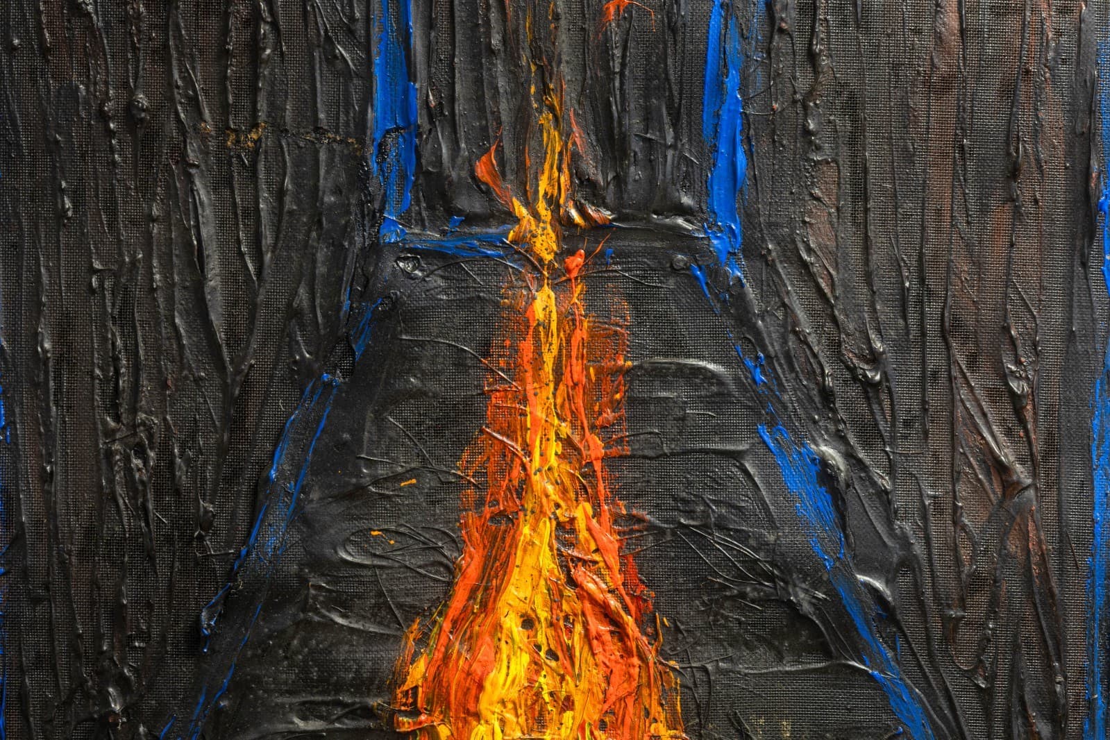 Postmodern Abstract Surrealism Impasto Oil on Antique Wood Paneling Signed - Thumbnail 4