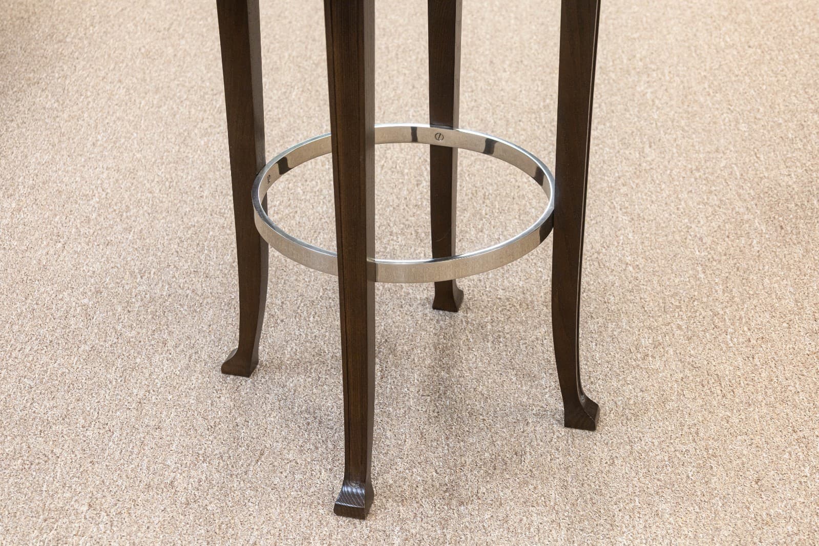 Set of 3 Custom Made Richard Ross Designs Brown Leather and Wood Barstools - Thumbnail 7