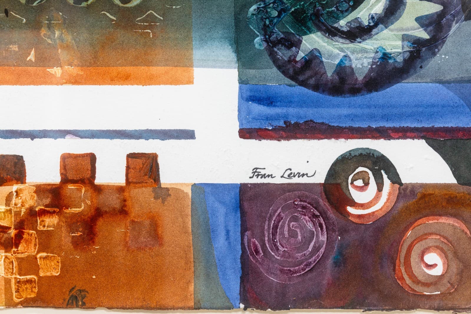 Fran Levin - Untitled (Abstract Window), c. 1980s Signed Modernist Watercolor - Thumbnail 6