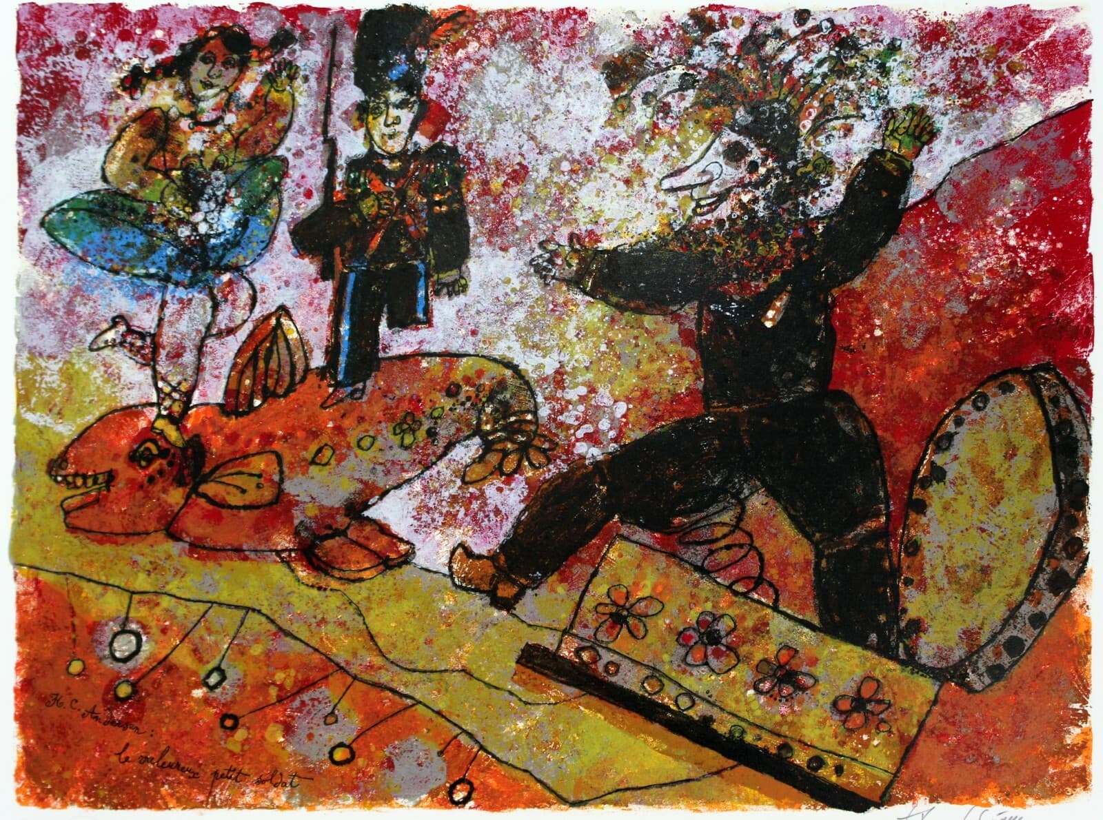 Mid Century Modern Theo Tobiasse Steadfast Soldier Litho 224/350 H.C Anderson - Thumbnail 2