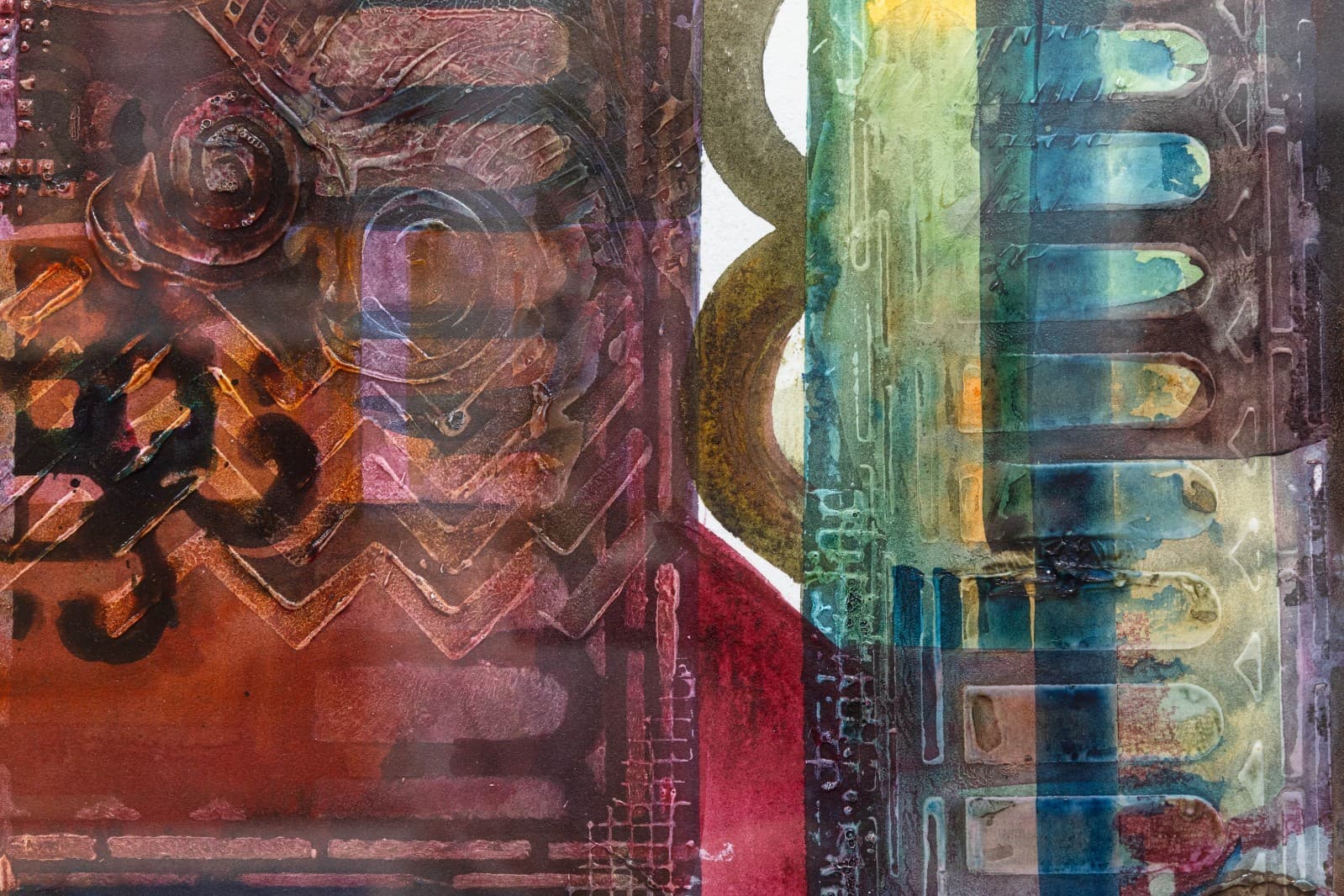 Fran Levin - Untitled (Abstract Window), c. 1980s Signed Modernist Watercolor - Thumbnail 4