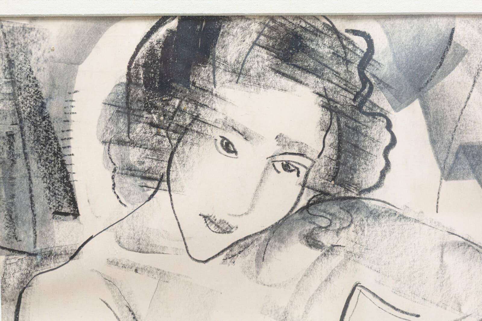 Modernist Figurative Female Nude Pencil and Charcoal Drawing on Paper Signed - Thumbnail 3