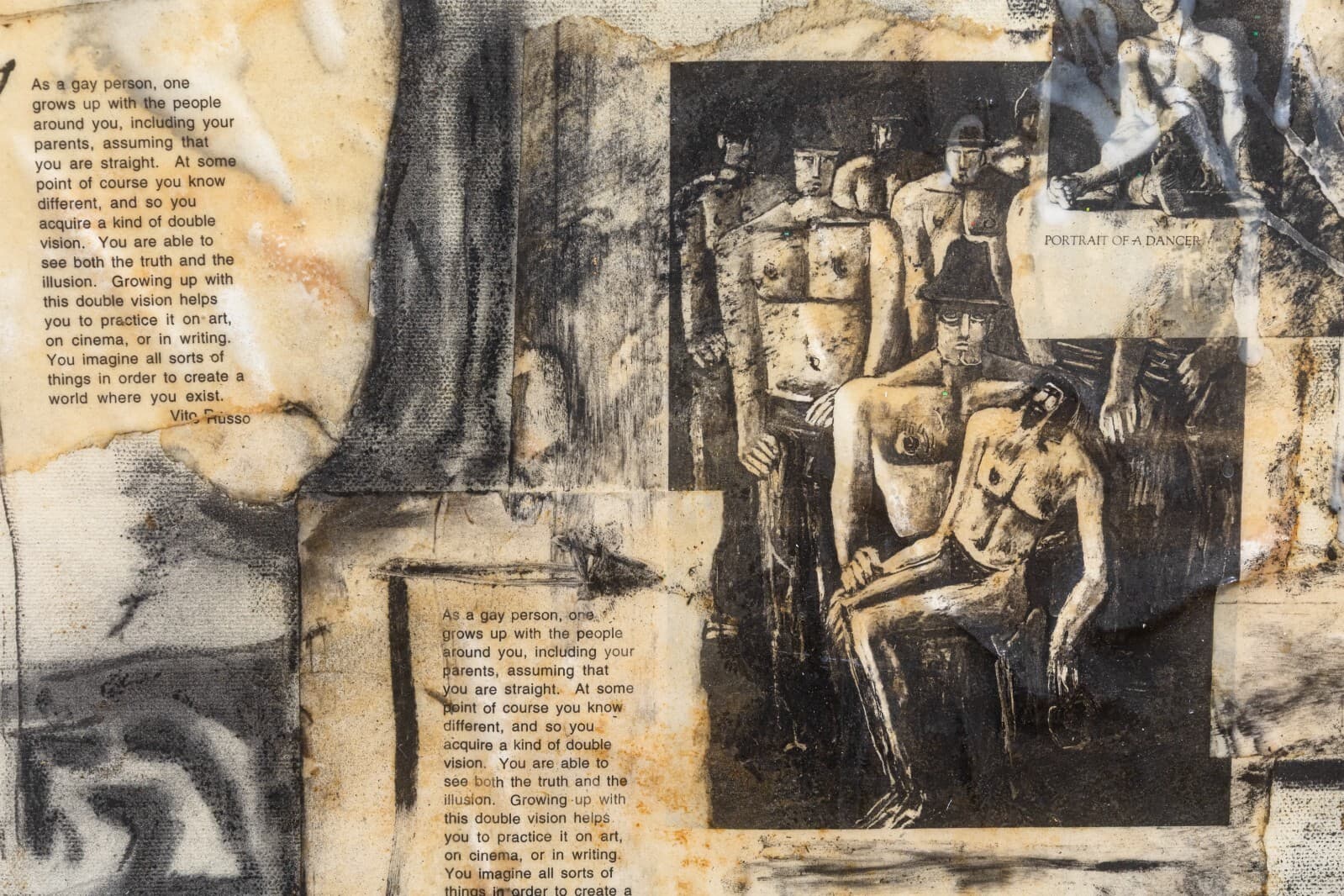 Modern Abstract Figurative Collage Canvas Untitled A World Where I Exist Signed - Thumbnail 4