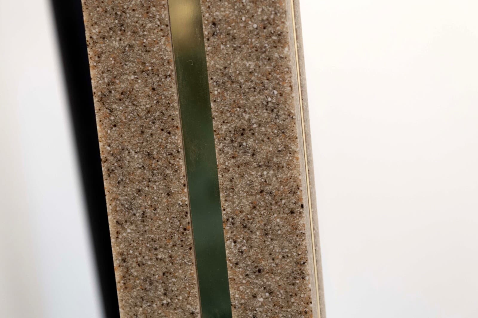 Art Deco Style Post Modern Brass and Neutral Toned Stone Torchiere Lamp - Thumbnail 5