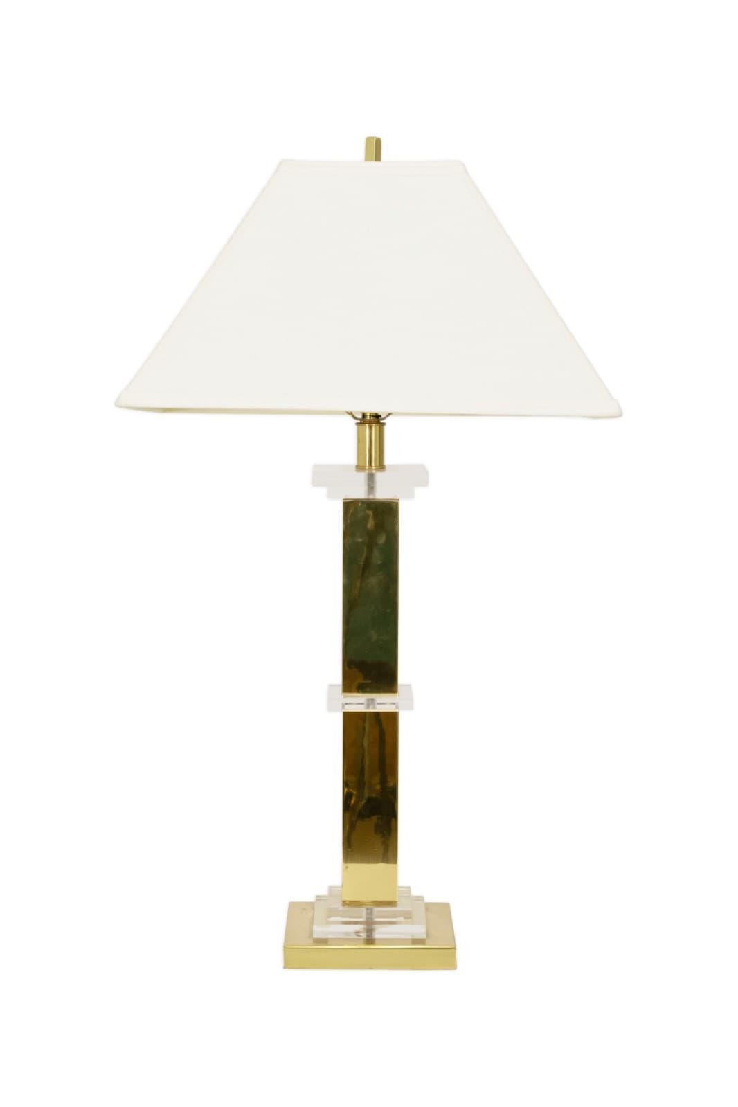 1950s Fredrick Cooper Lucite And Brass Table Lamp With Shade