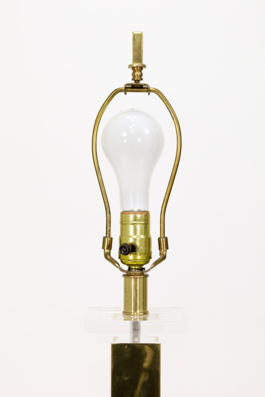 1950s Fredrick Cooper Lucite And Brass Table Lamp With Shade - Thumbnail 3