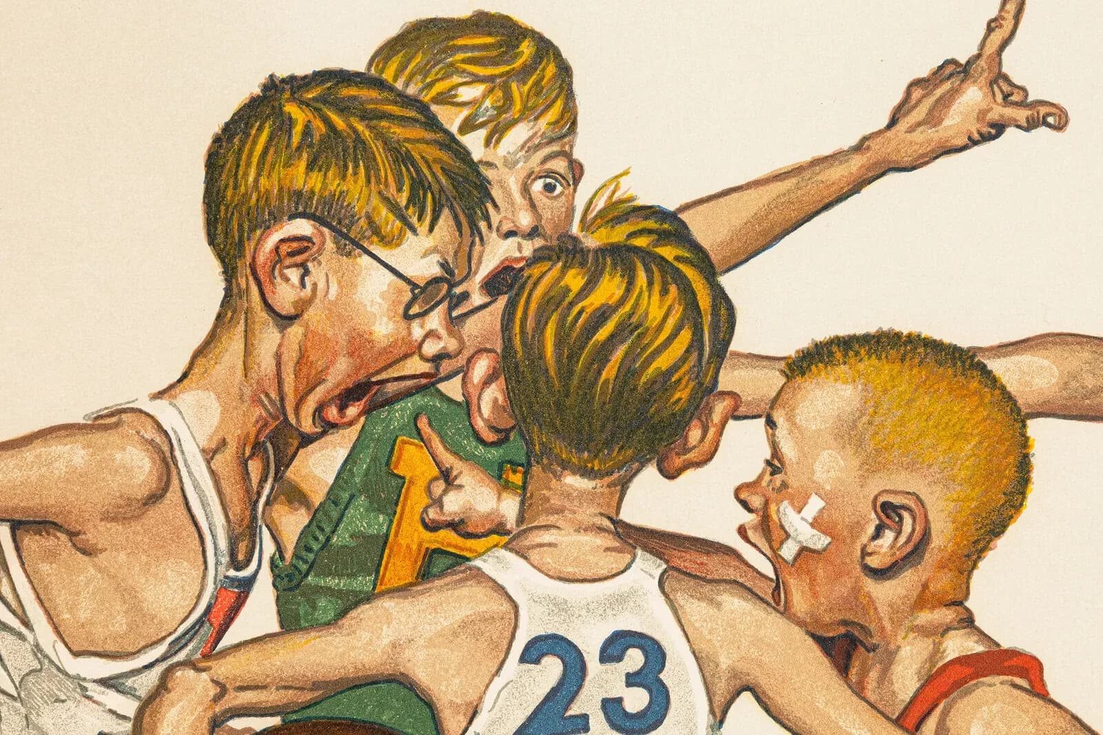 Norman Rockwell Sports Portfolio (Basketball) Signed Lithograph on Paper - Thumbnail 3
