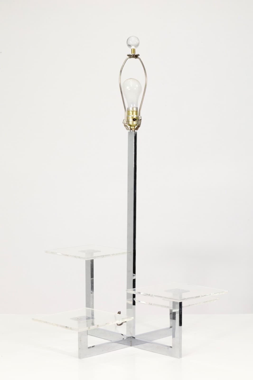 Large Staggered Lucite Tray And Chrome Table Lamp - Thumbnail 3