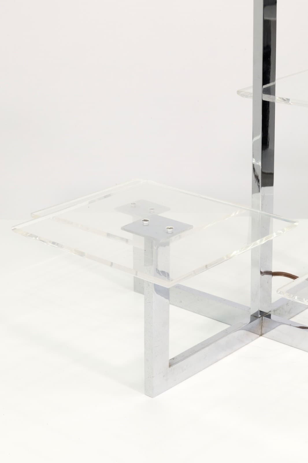 Large Staggered Lucite Tray And Chrome Table Lamp - Thumbnail 5