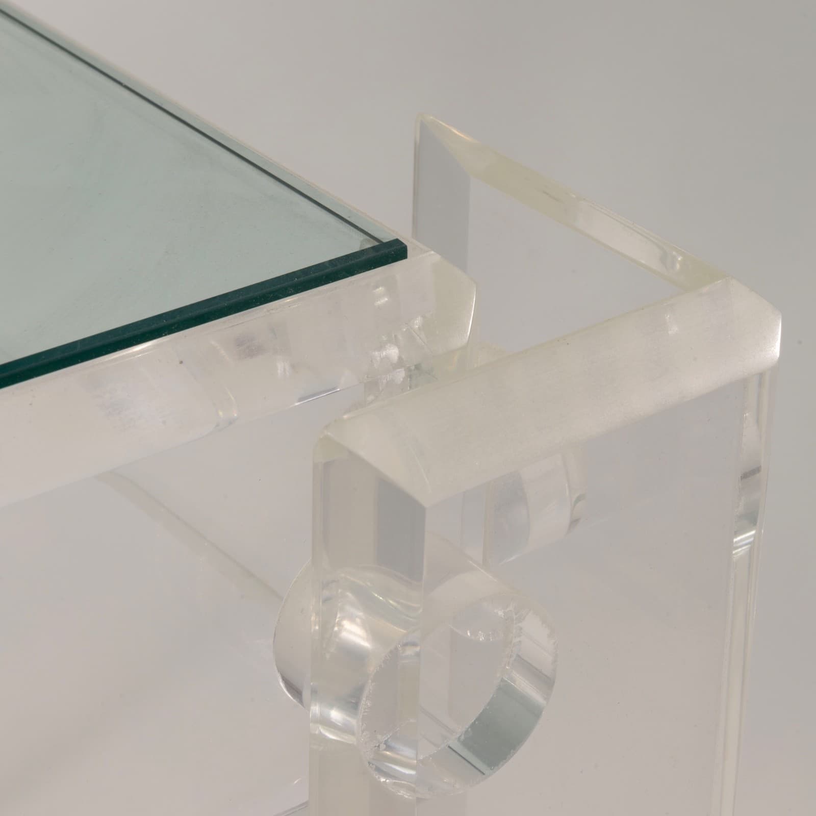 Charles Hollis Jones Glass Top Lucite Base End Side Table 1970s - Thumbnail 6
