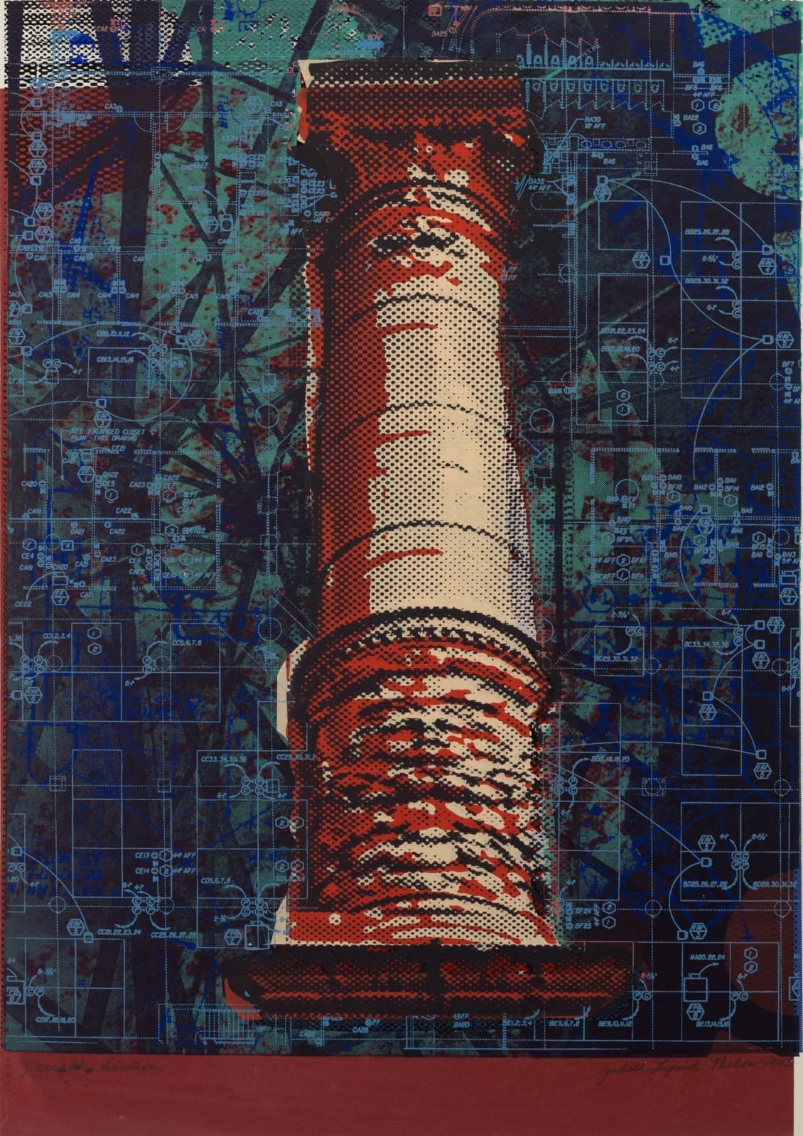 Judith Lipnik Perlow Column Series VI 2003 Signed Serigraph in Colors on Paper U - Thumbnail 2