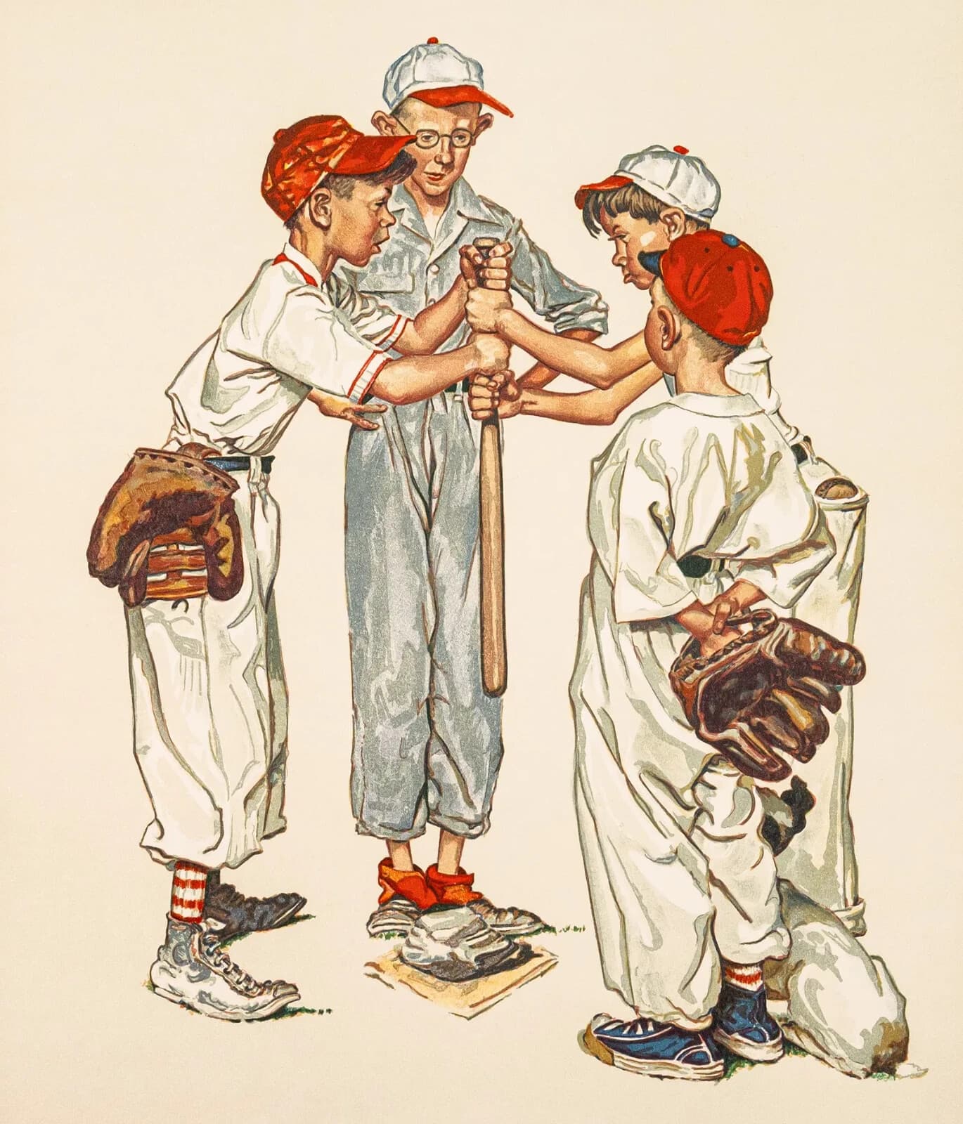 Norman Rockwell Sports Portfolio (Baseball) Signed Lithograph on Paper - Thumbnail 2