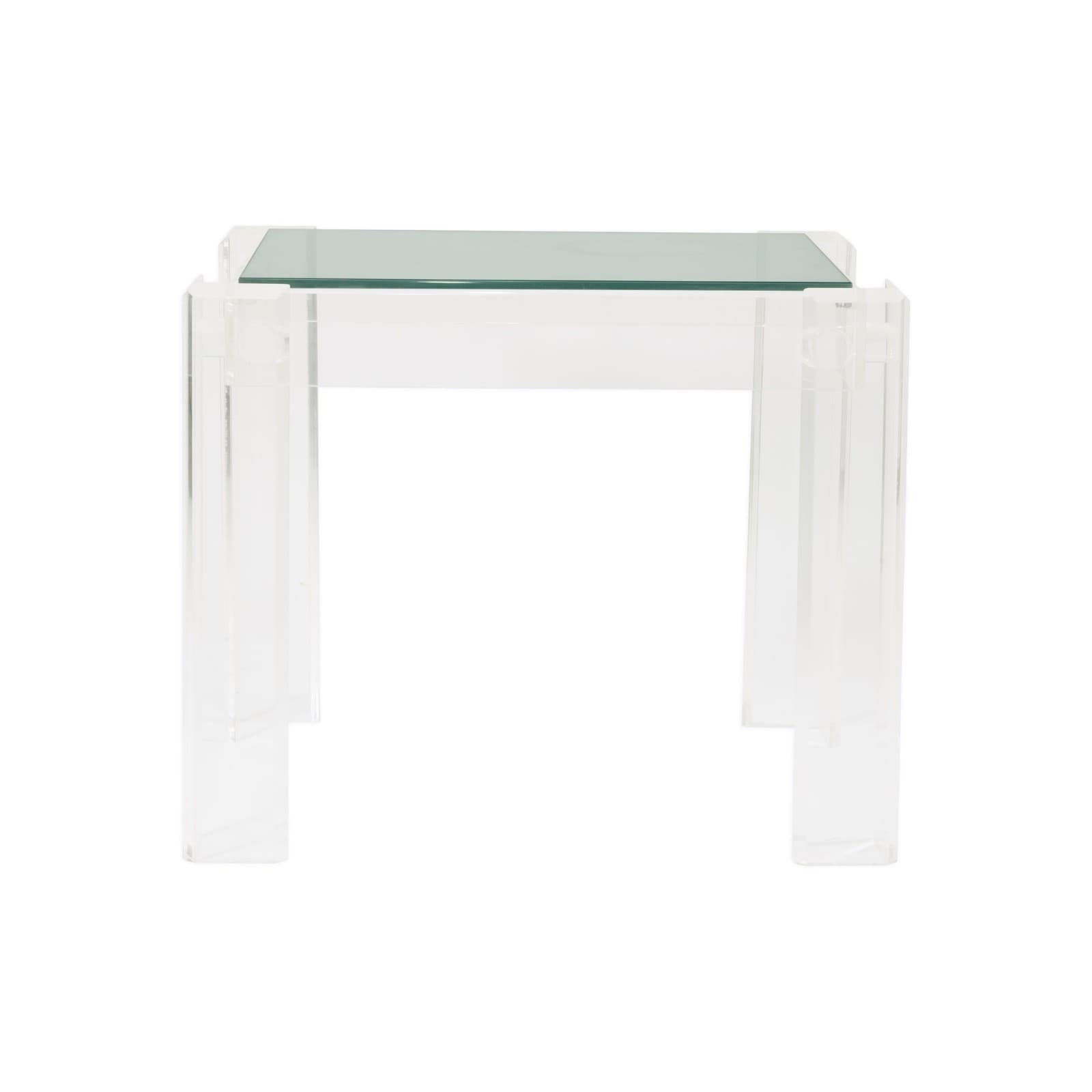 Charles Hollis Jones Glass Top Lucite Base End Side Table 1970s - Thumbnail 2