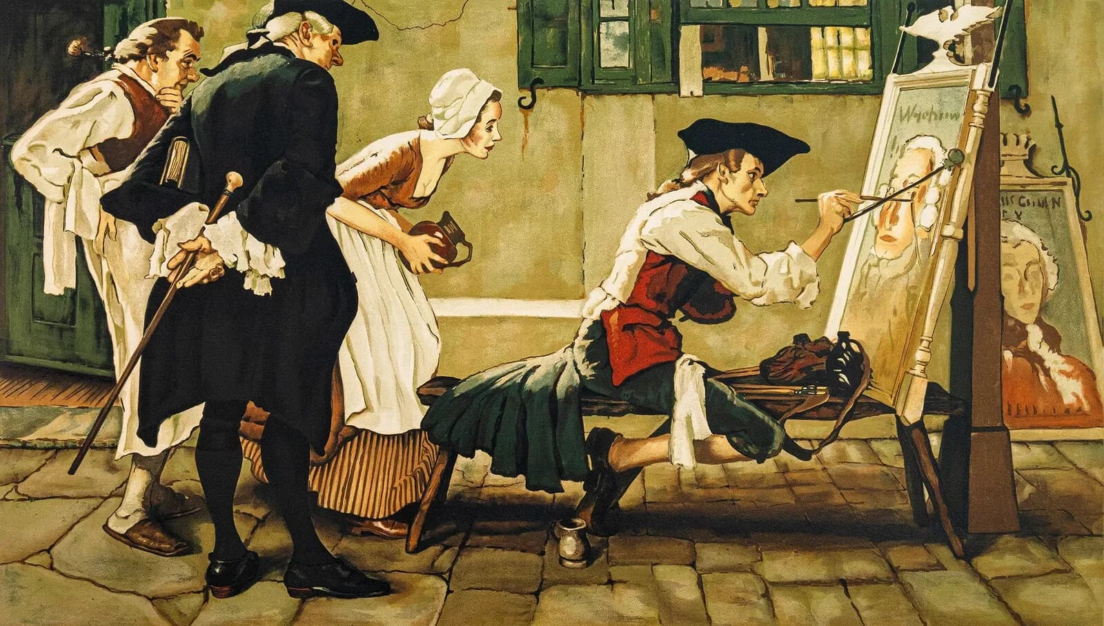 Norman Rockwell The New Tavern Sign Signed Lithograph in Colors on Paper - Thumbnail 2