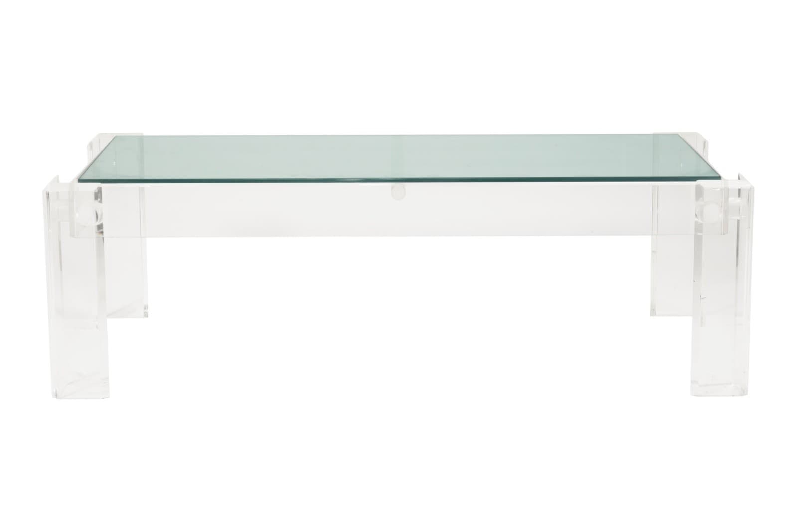 Charles Hollis Jones Glass Top Lucite Base Coffee Table 1970s - Thumbnail 2