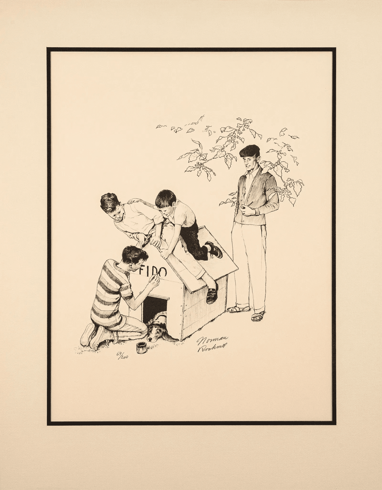 Norman Rockwell Fido’s Dog House American Family Portfolio Signed Litho - Thumbnail 2