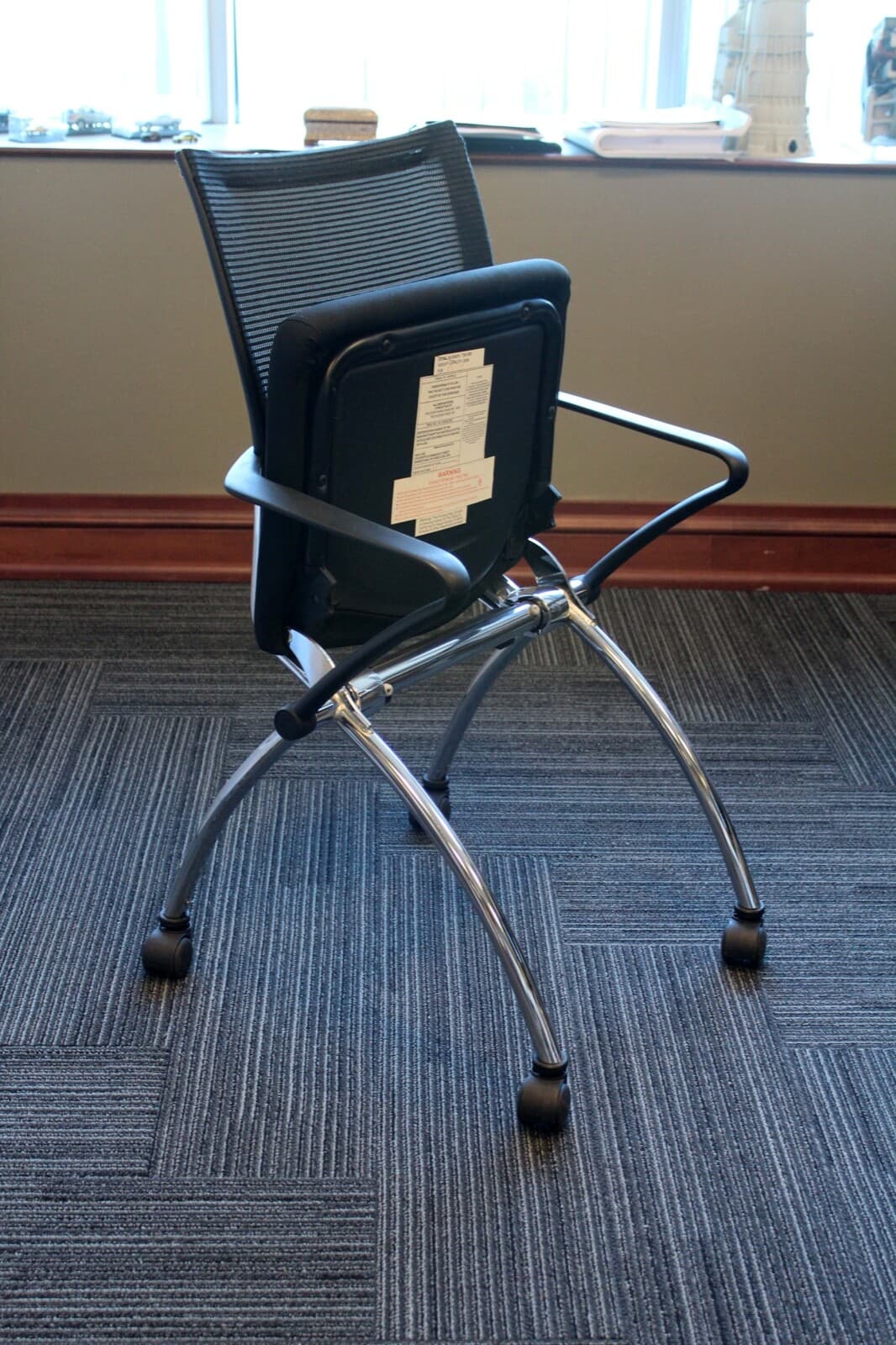 Contemporary Modern Mesh and Chrome Mayline Valore Stackable Side Office Chairs - Thumbnail 7