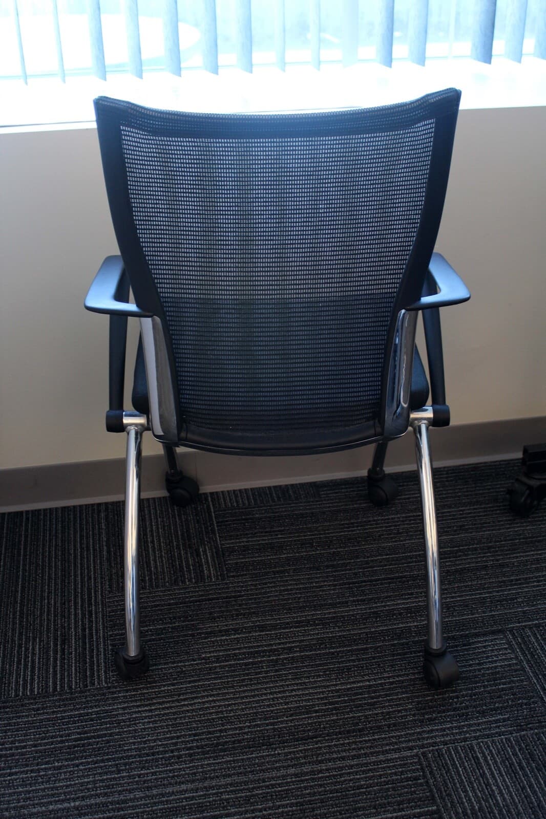 Contemporary Modern Mesh and Chrome Mayline Valore Stackable Side Office Chairs - Thumbnail 4
