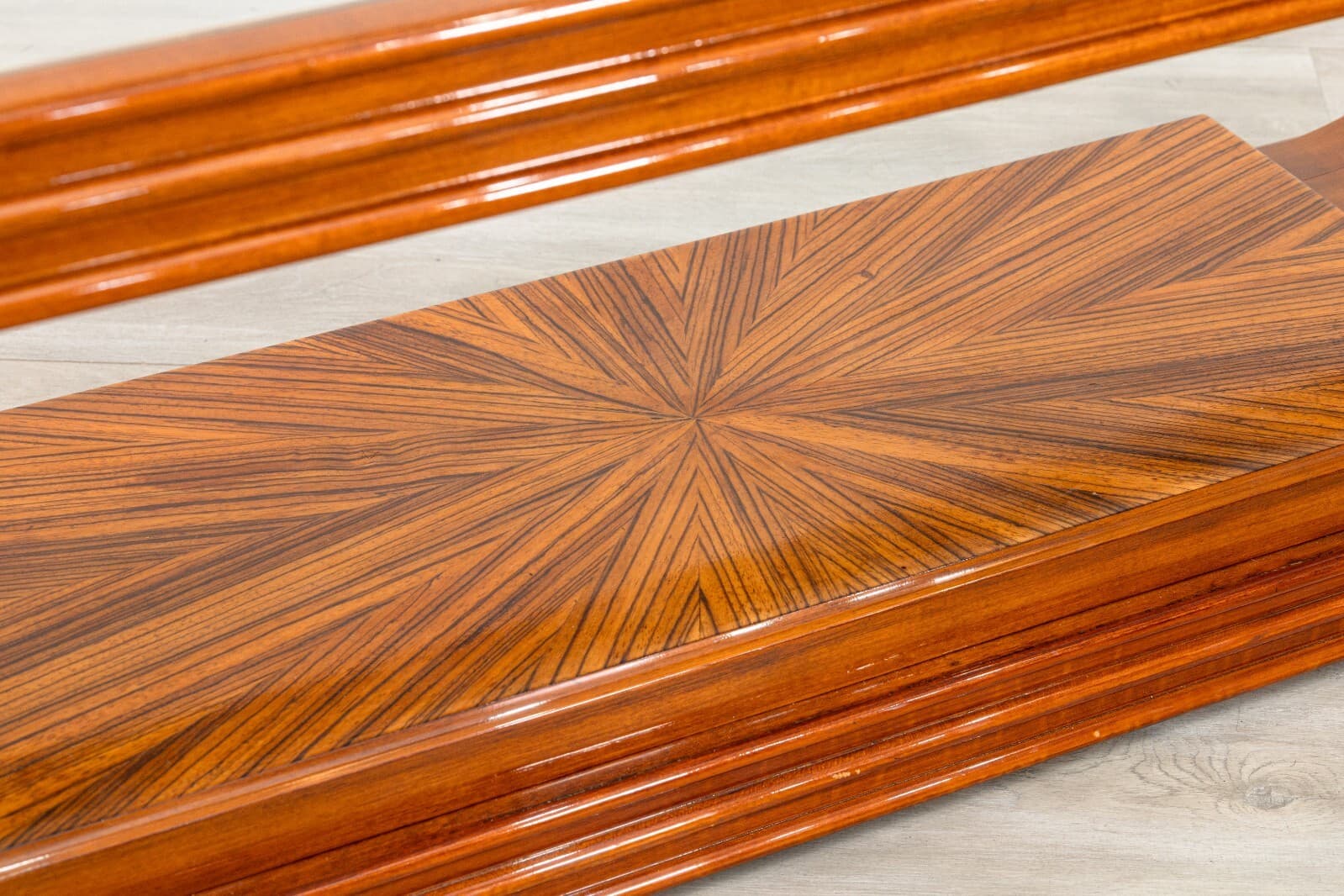 Art Deco Style Double Arch Rosewood and Glass Rectangular Coffee Table - Thumbnail 5