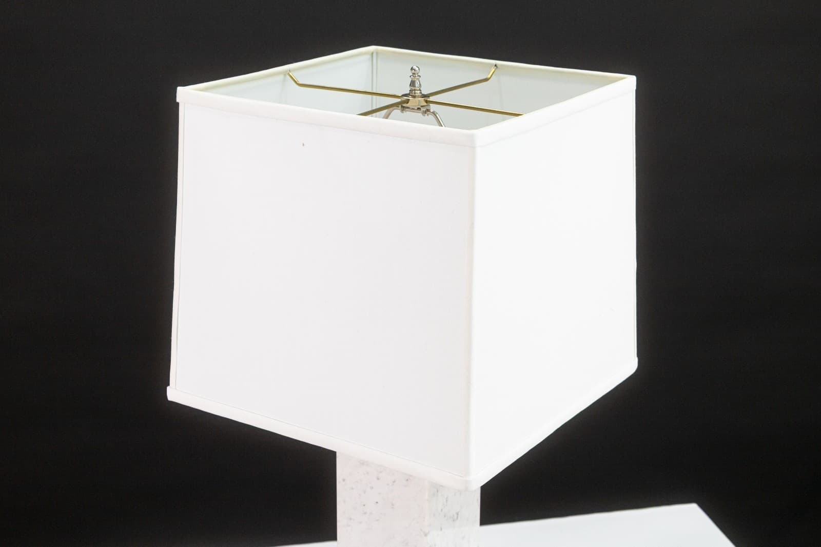Pair of Nessen Style White Marble and Chrome Table Lamps - Thumbnail 3
