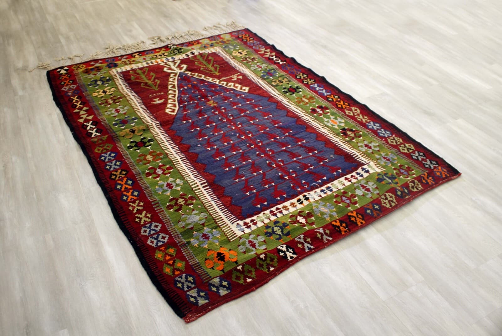 Hand Woven Wool Tribal Kilim Rug/Wall Hang - Thumbnail 2