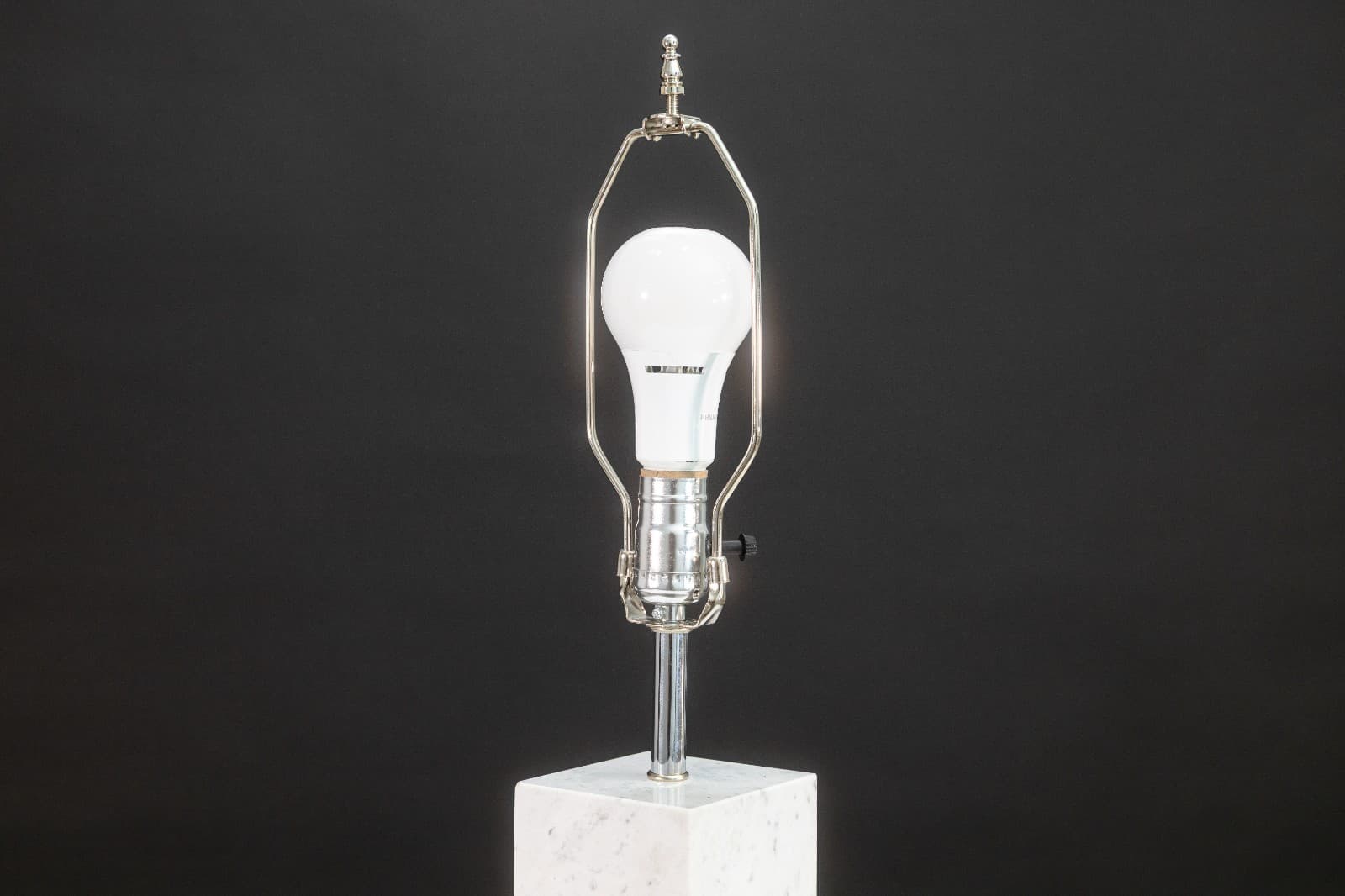 Pair of Nessen Style White Marble and Chrome Table Lamps - Thumbnail 6