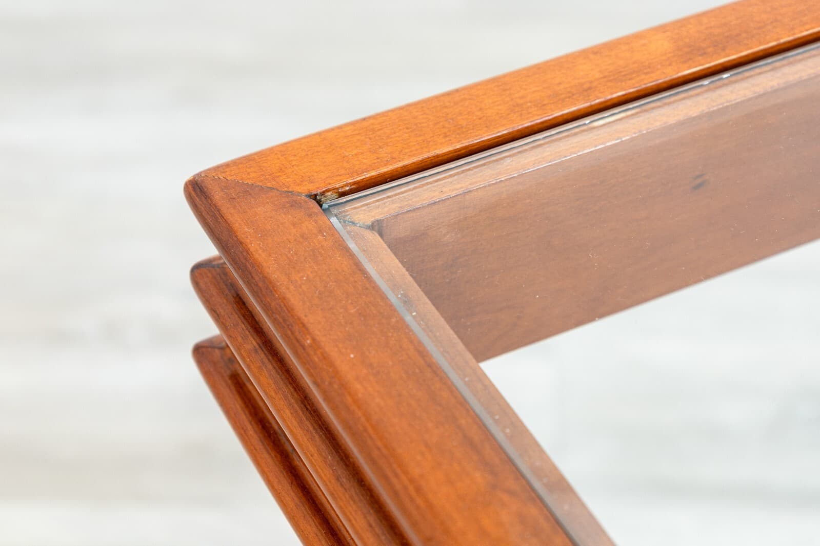 Art Deco Style Double Arch Rosewood and Glass Rectangular Coffee Table - Thumbnail 3