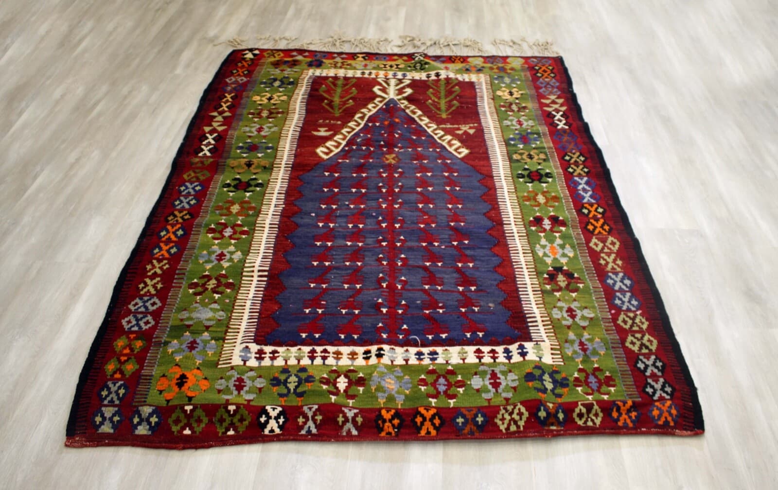 Hand Woven Wool Tribal Kilim Rug/Wall Hang - Thumbnail 3