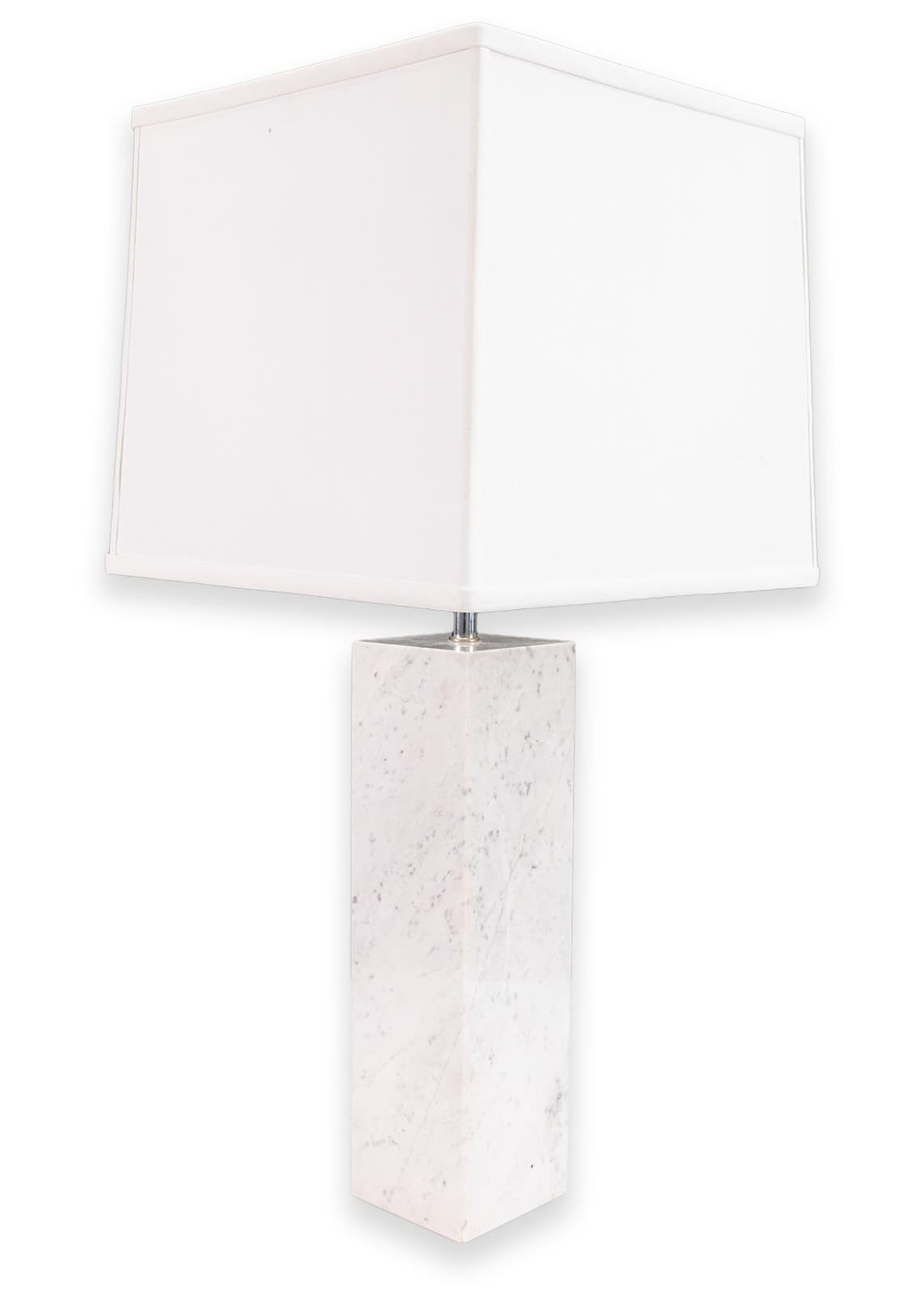 Pair of Nessen Style White Marble and Chrome Table Lamps - Thumbnail 2