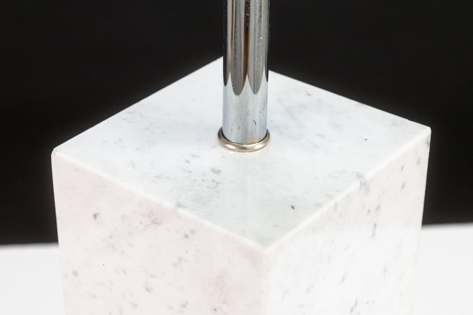 Pair of Nessen Style White Marble and Chrome Table Lamps - Thumbnail 7