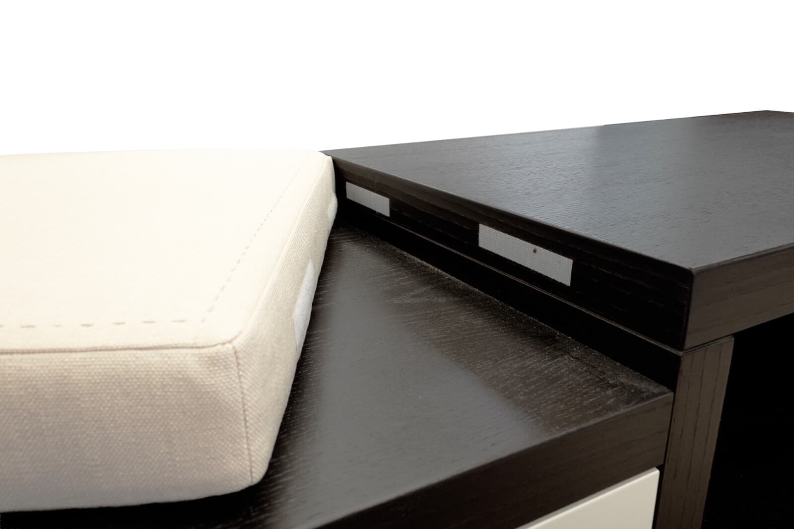 Contemporary Modern Dark Wood And Beige Console Table With Bench - Thumbnail 6