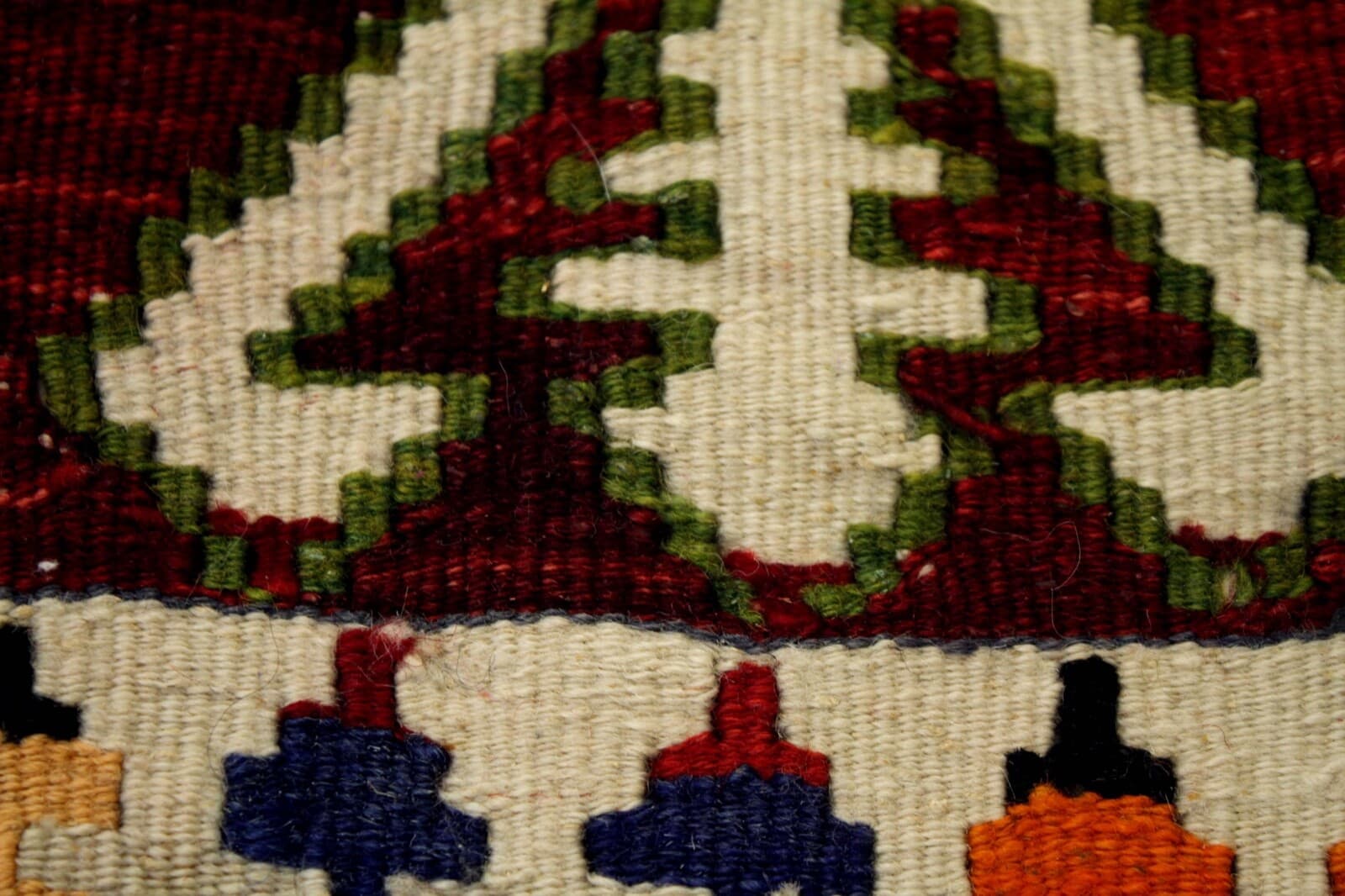 Hand Woven Wool Tribal Kilim Rug/Wall Hang - Thumbnail 7