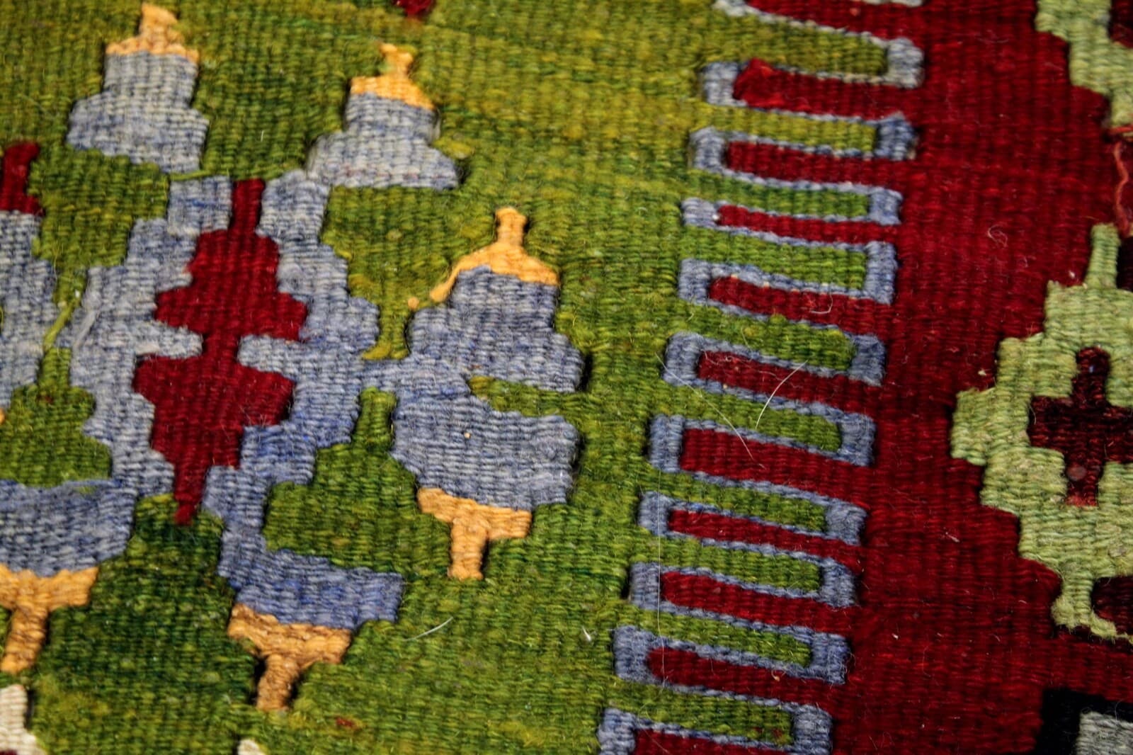 Hand Woven Wool Tribal Kilim Rug/Wall Hang - Thumbnail 4