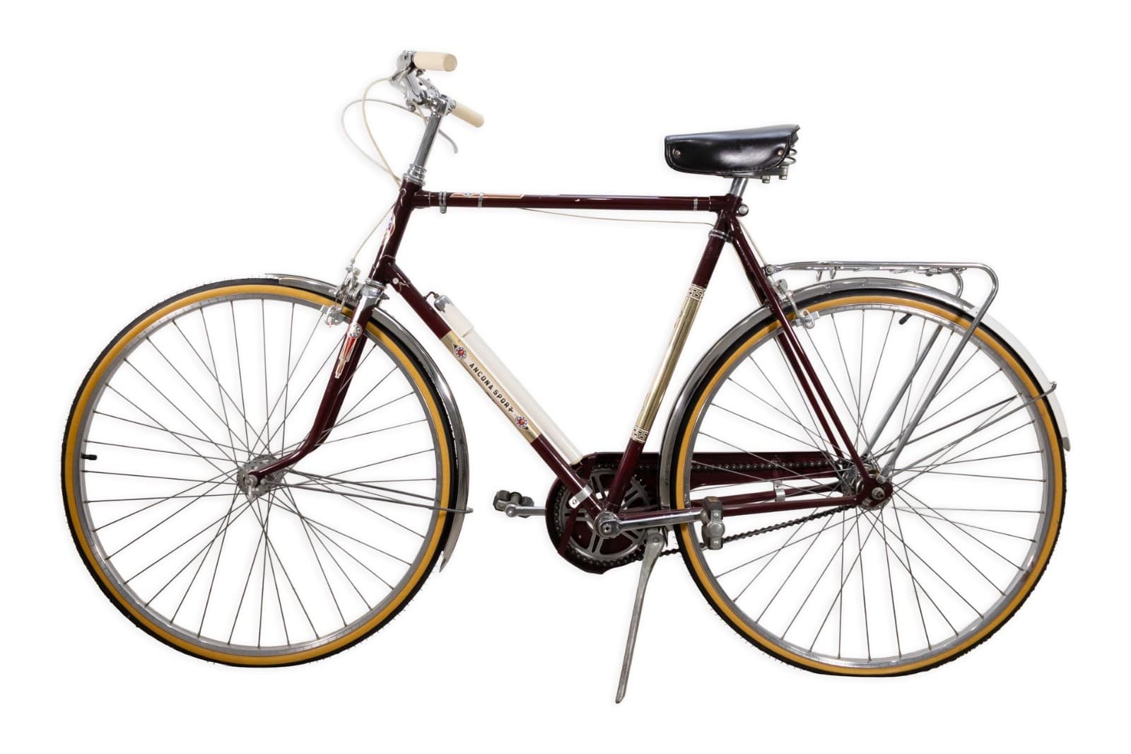 Vintage Italian Maroon Ancona Sport Bike With Removable Air Pump - Thumbnail 2