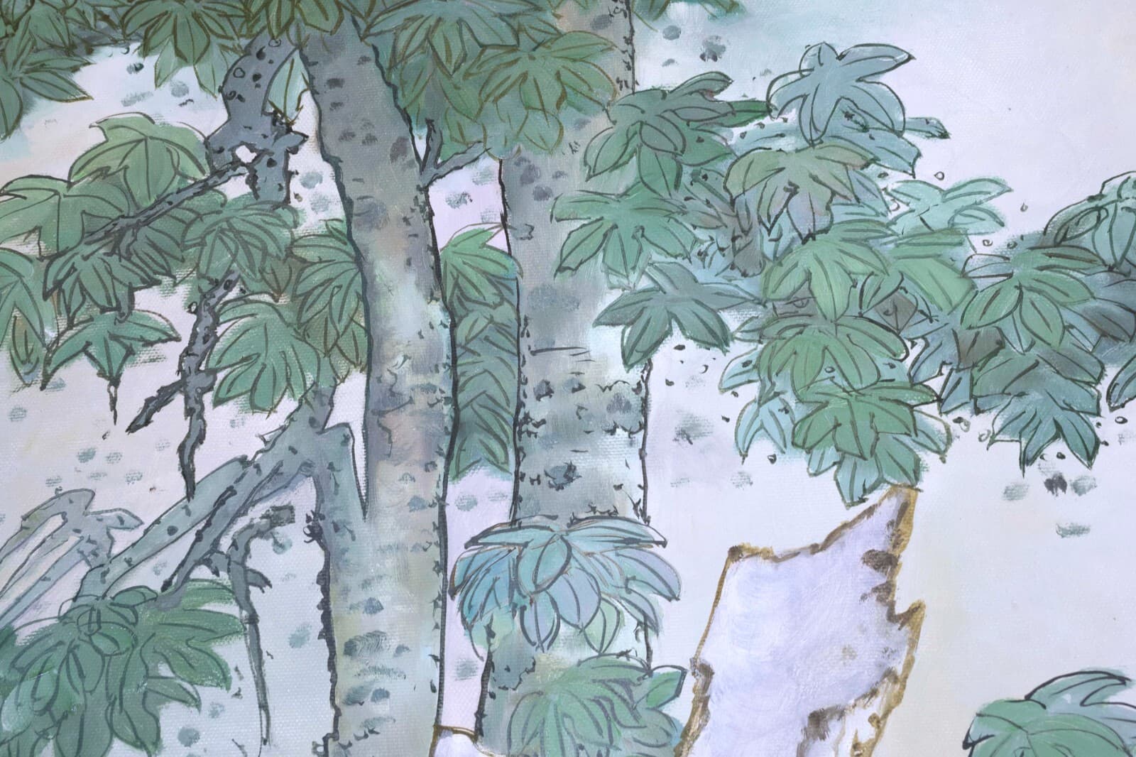 Hua Sanchuan Viewing Flowers Contemporary Figurative Asian Acrylic Painting on C - Thumbnail 4