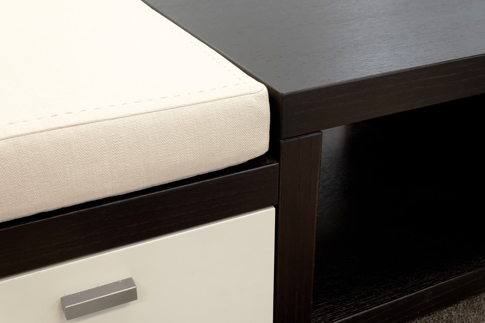 Contemporary Modern Dark Wood And Beige Console Table With Bench - Thumbnail 8