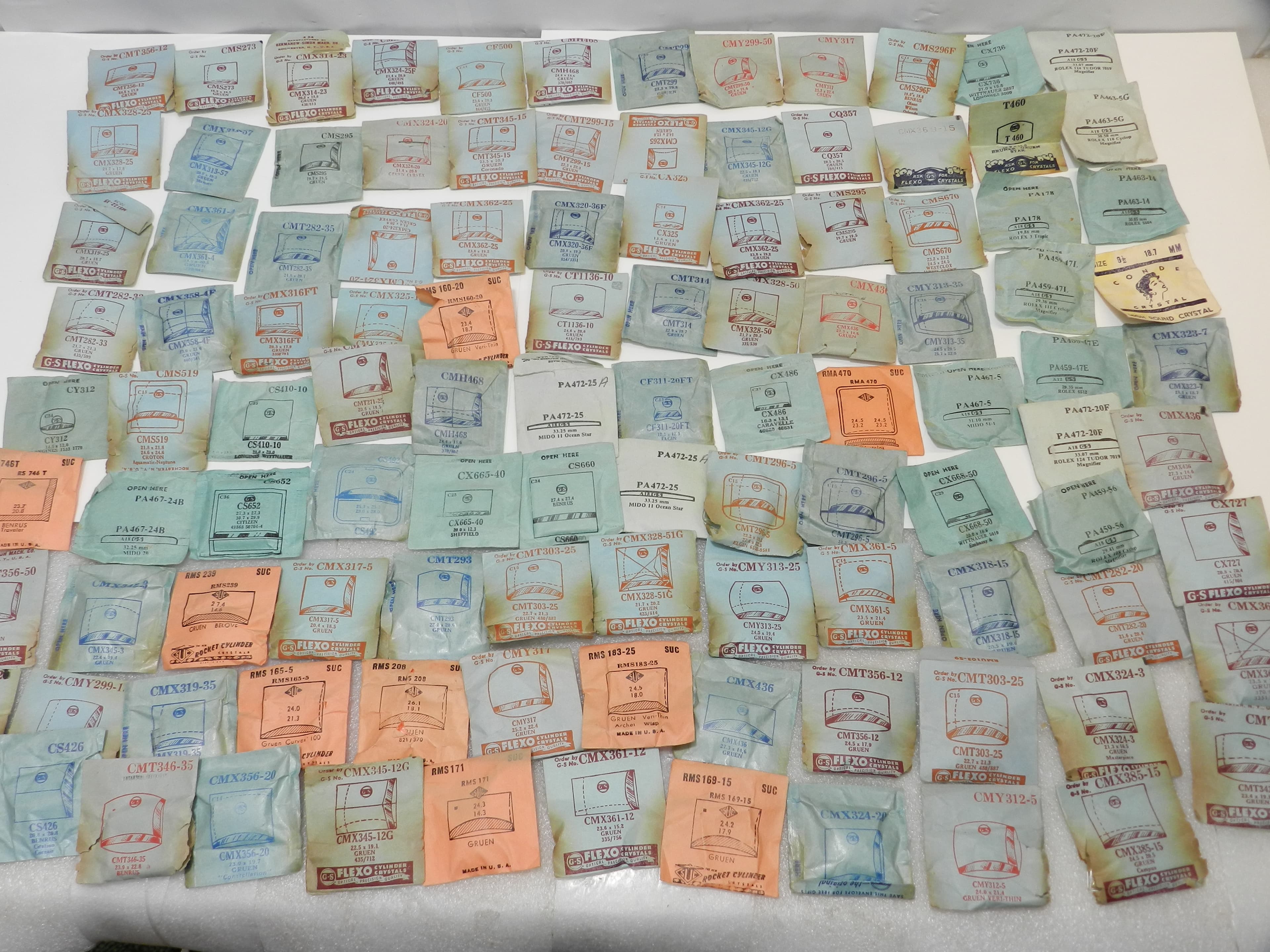 110 Vintage New Old Stock Watchmakers Mens Gruen Crystal Watch Face Lot(O42J) - Thumbnail 2