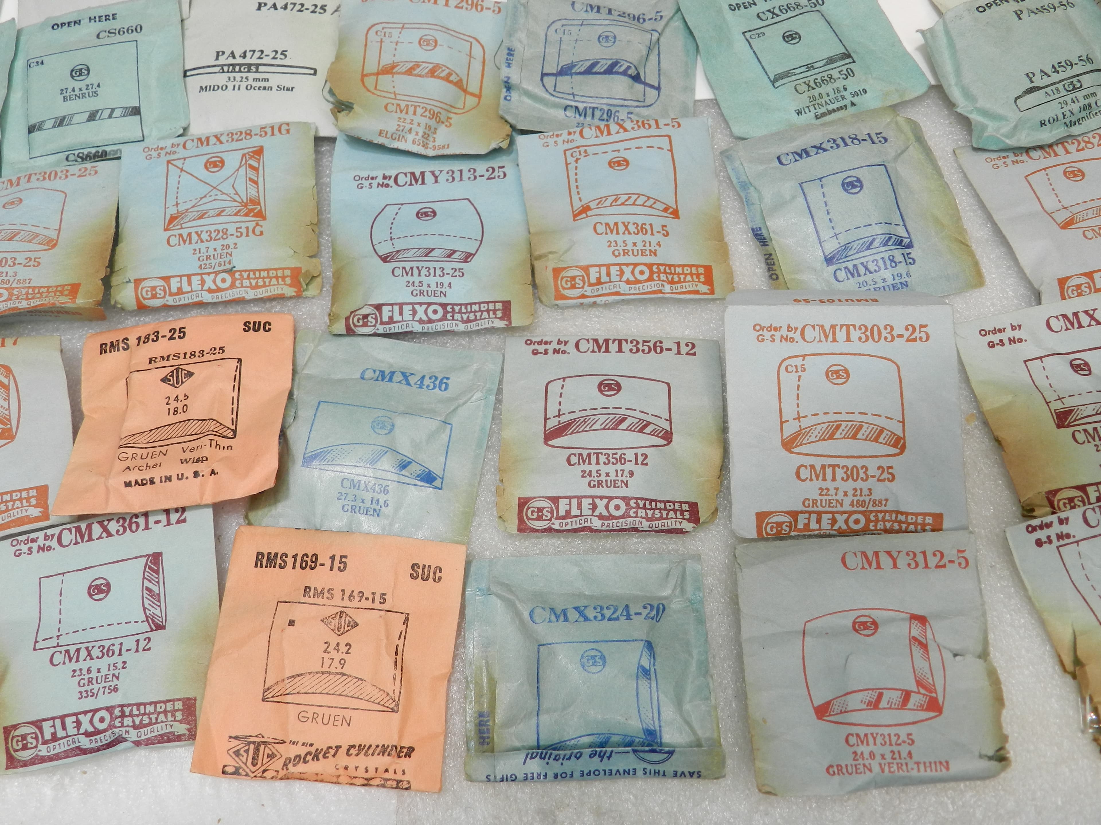 110 Vintage New Old Stock Watchmakers Mens Gruen Crystal Watch Face Lot(O42J) - Thumbnail 8
