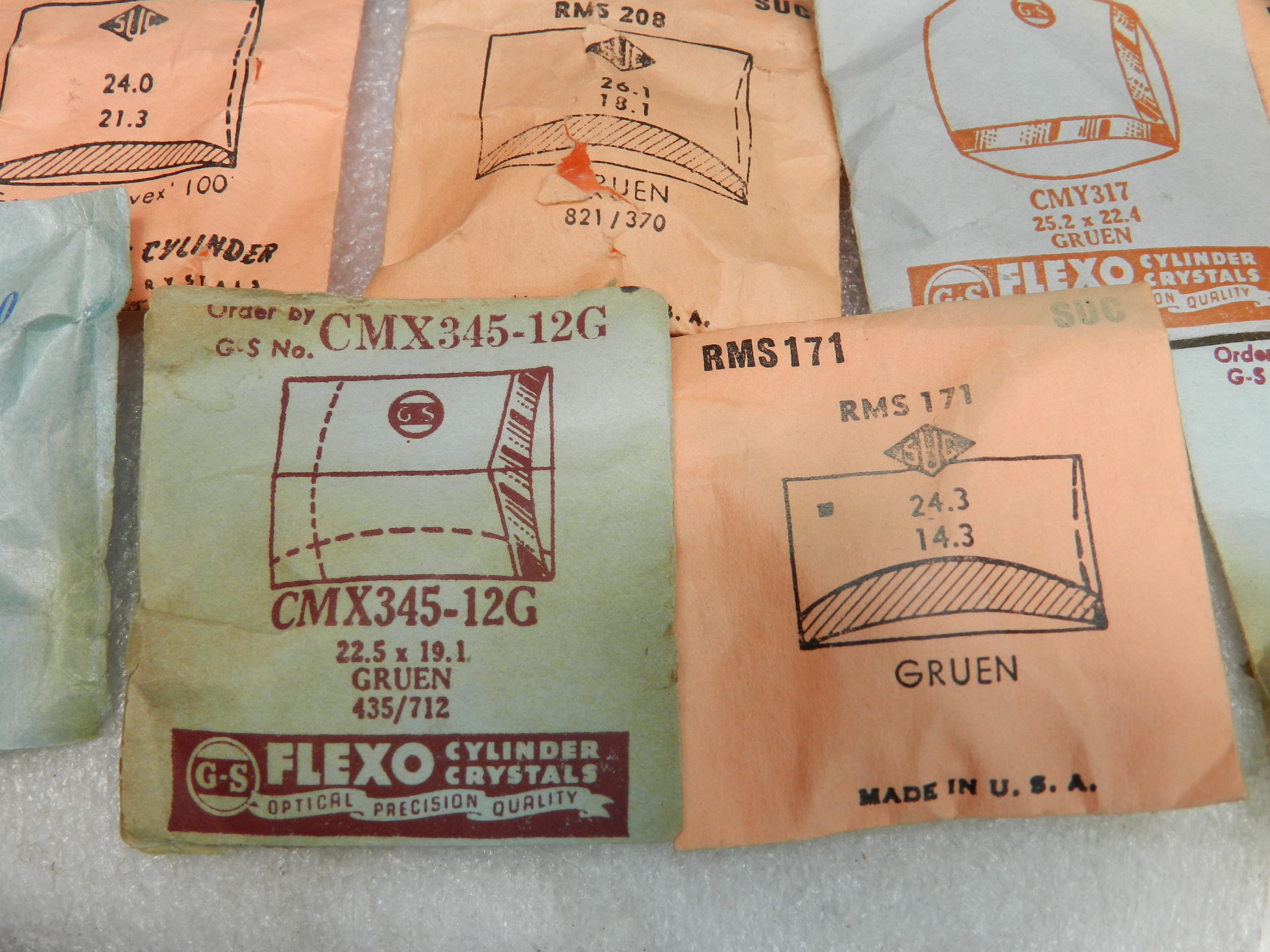 110 Vintage New Old Stock Watchmakers Mens Gruen Crystal Watch Face Lot(O42J) - Thumbnail 7