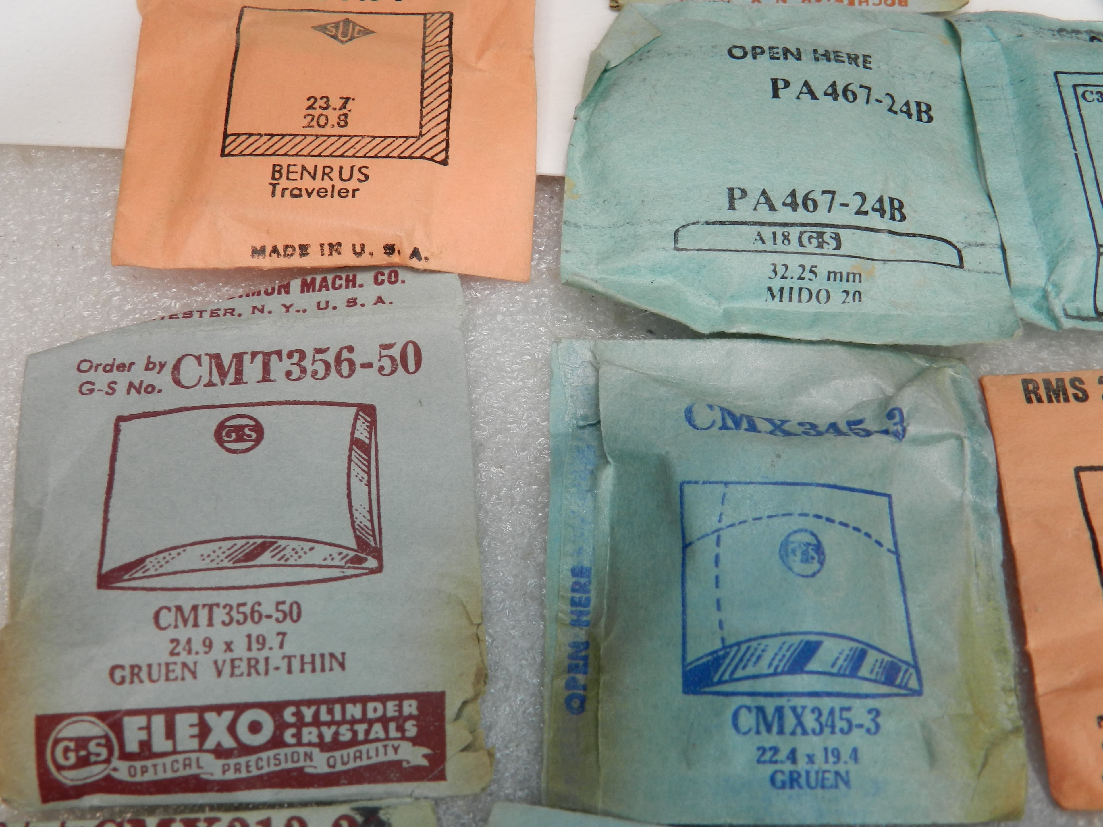 110 Vintage New Old Stock Watchmakers Mens Gruen Crystal Watch Face Lot(O42J) - Thumbnail 9