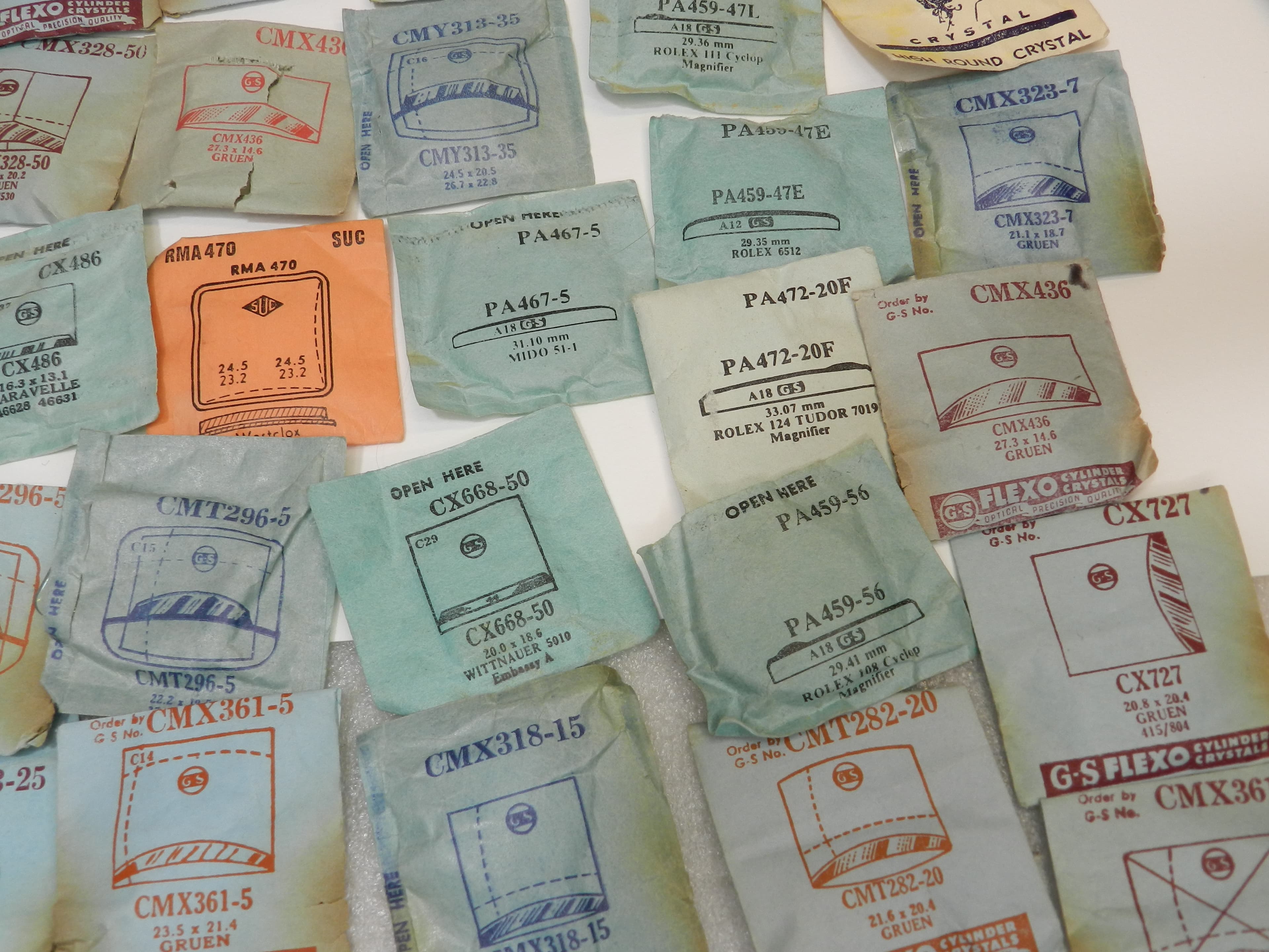 110 Vintage New Old Stock Watchmakers Mens Gruen Crystal Watch Face Lot(O42J) - Thumbnail 12