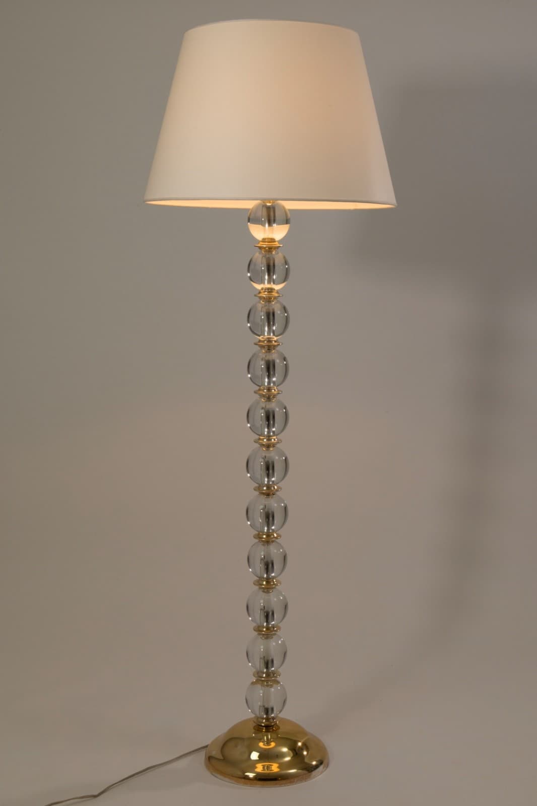Vintage Glass Sphere And Brass Cristallo Floor Lamp Made In Italy - Thumbnail 2