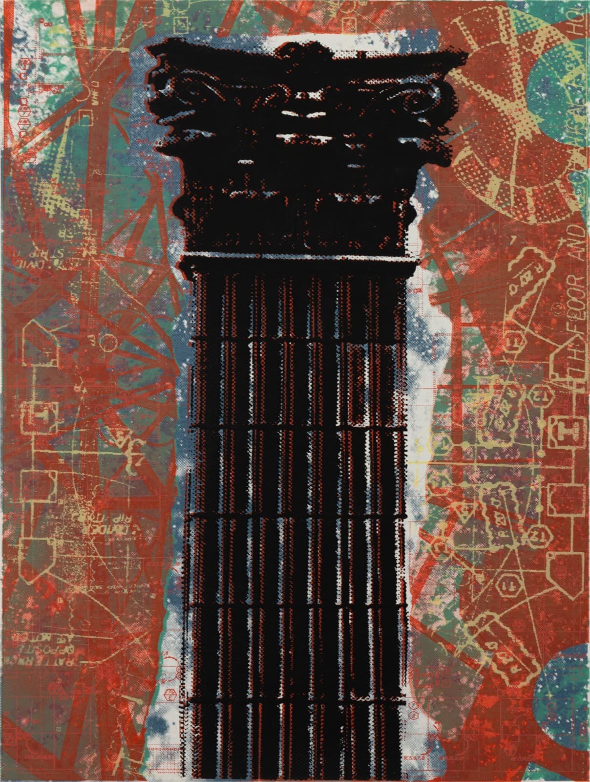Judith Lipnik Perlow Column Series IV 2003 Signed Serigraph in Colors on Paper - Thumbnail 2