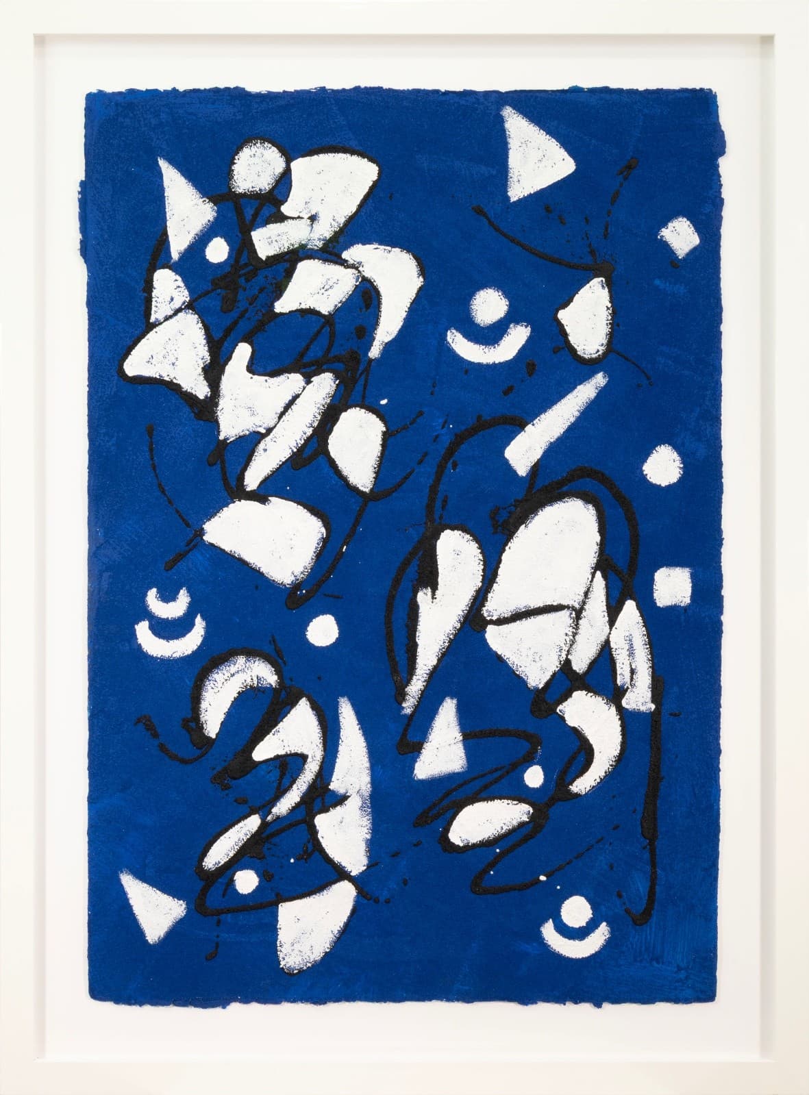 Barbara Coburn - Untitled (Blue Abstract Triptych) Mixed-Media on Paper Framed - Thumbnail 2